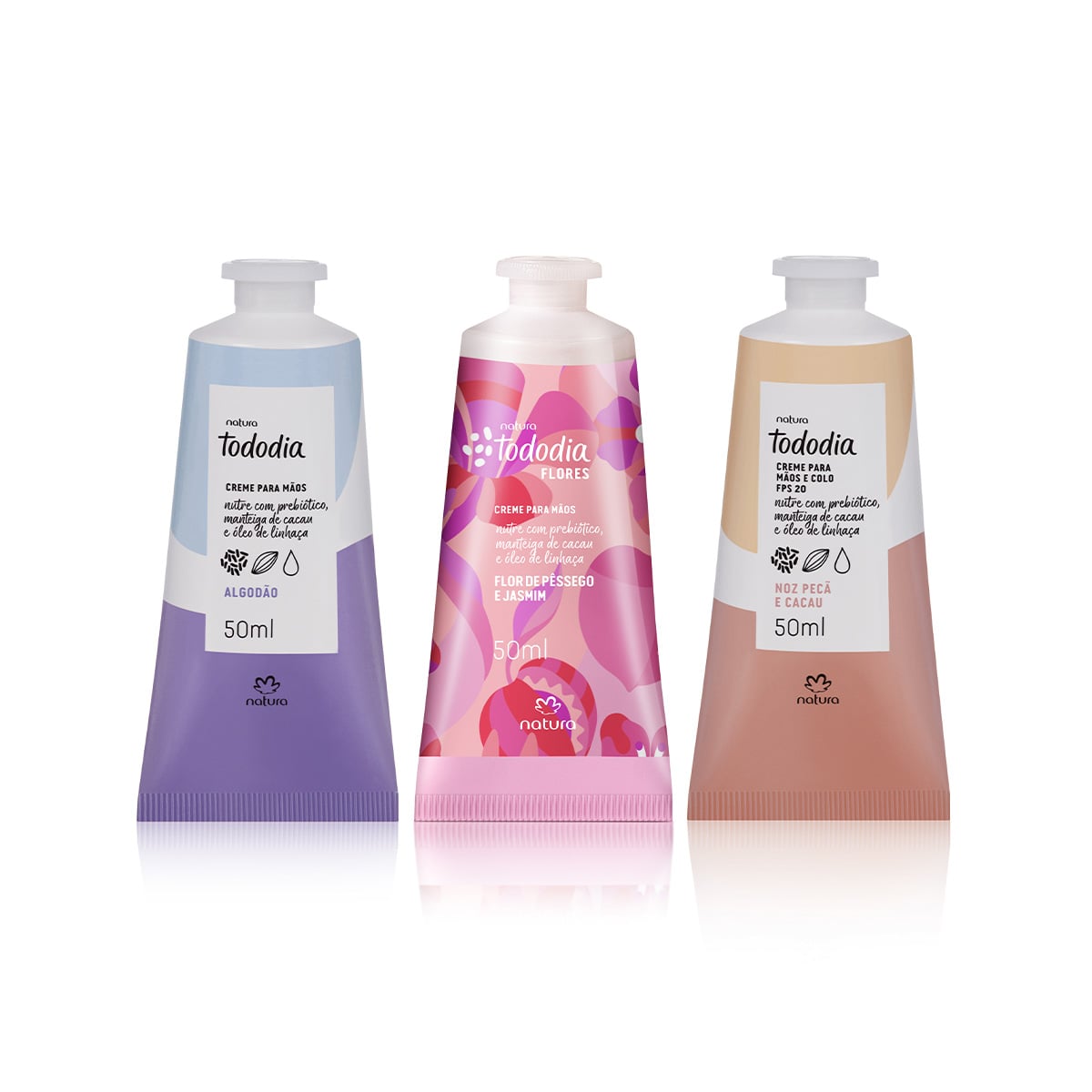 Kit Creme para as Mãos Tododia Algodão + Noz Pecã e Cacau + Cereja e Avelã (3 produtos)