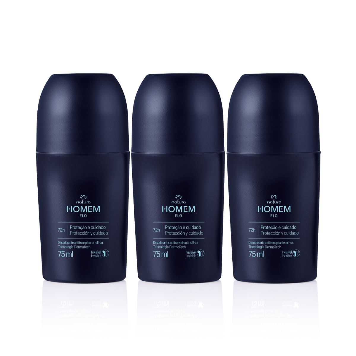 Kit Desodorante Antitranspirante Roll-On Natura Homem Elo (3 unidades)