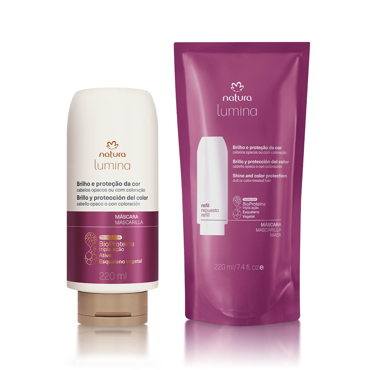 Kit Máscara com Refil Lumina Brilho e Proteção da Cor