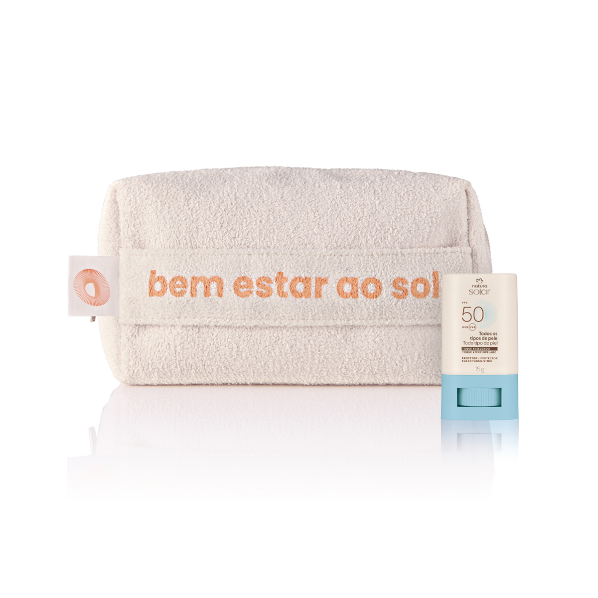 Kit Protetor Solar Facial Stick FPS 50 e Nécessaire Natura Solar