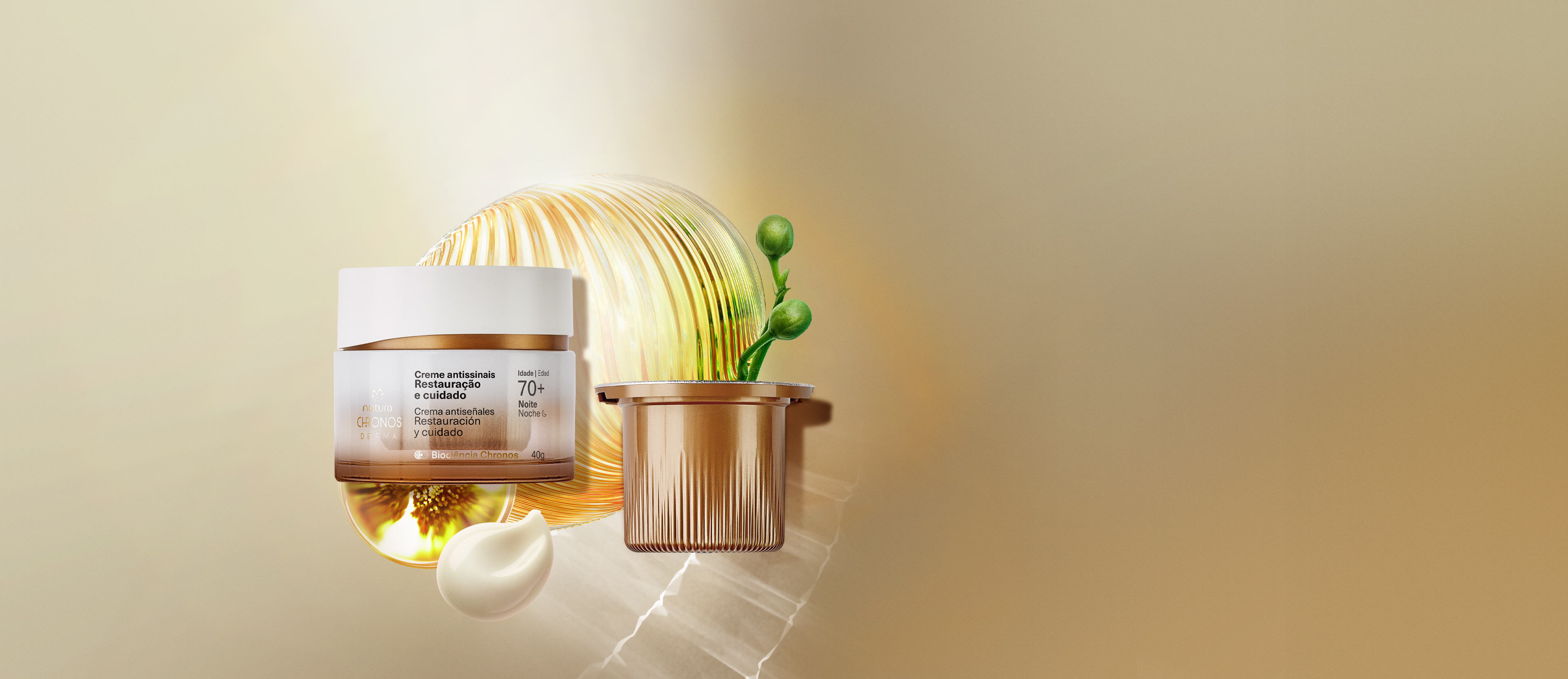 Kit Creme Antissinais 70+ Noite Chronos Derma com Refil