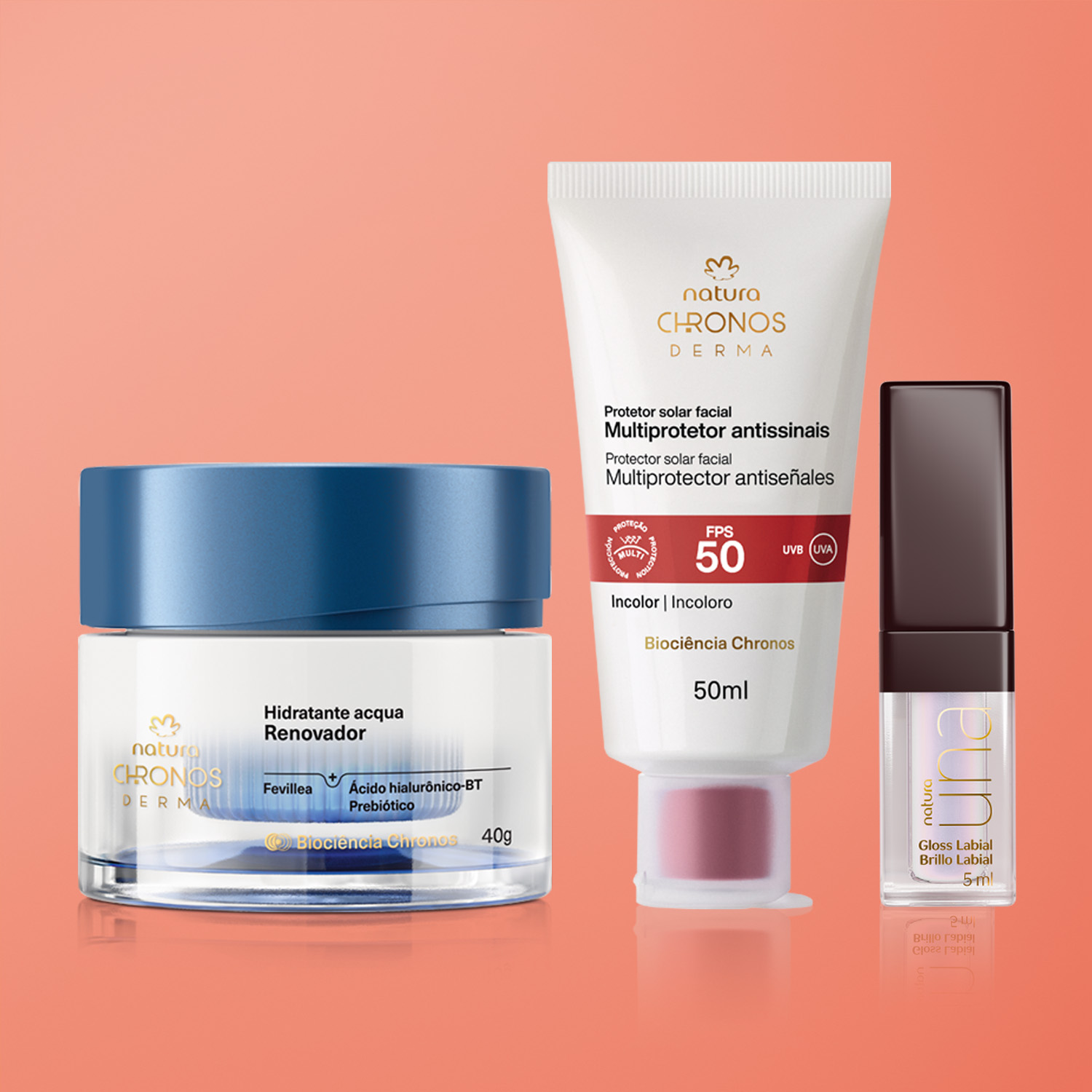 Kit Chronos Derma e Gloss Labial Una Volume Imediato Incolor