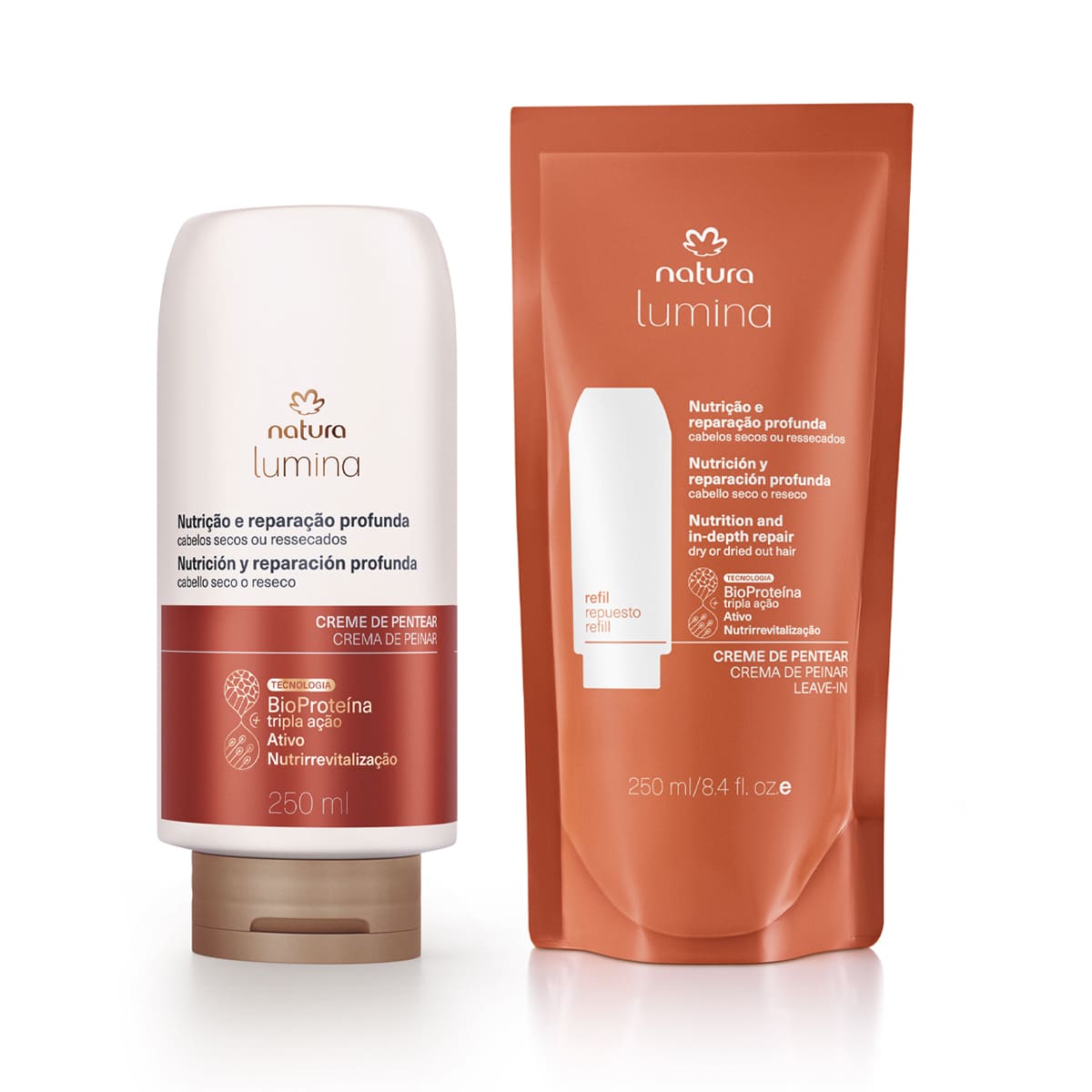 Kit Creme de Pentear Nutrição e Reparação Profunda Lumina com Refil (2 produtos)