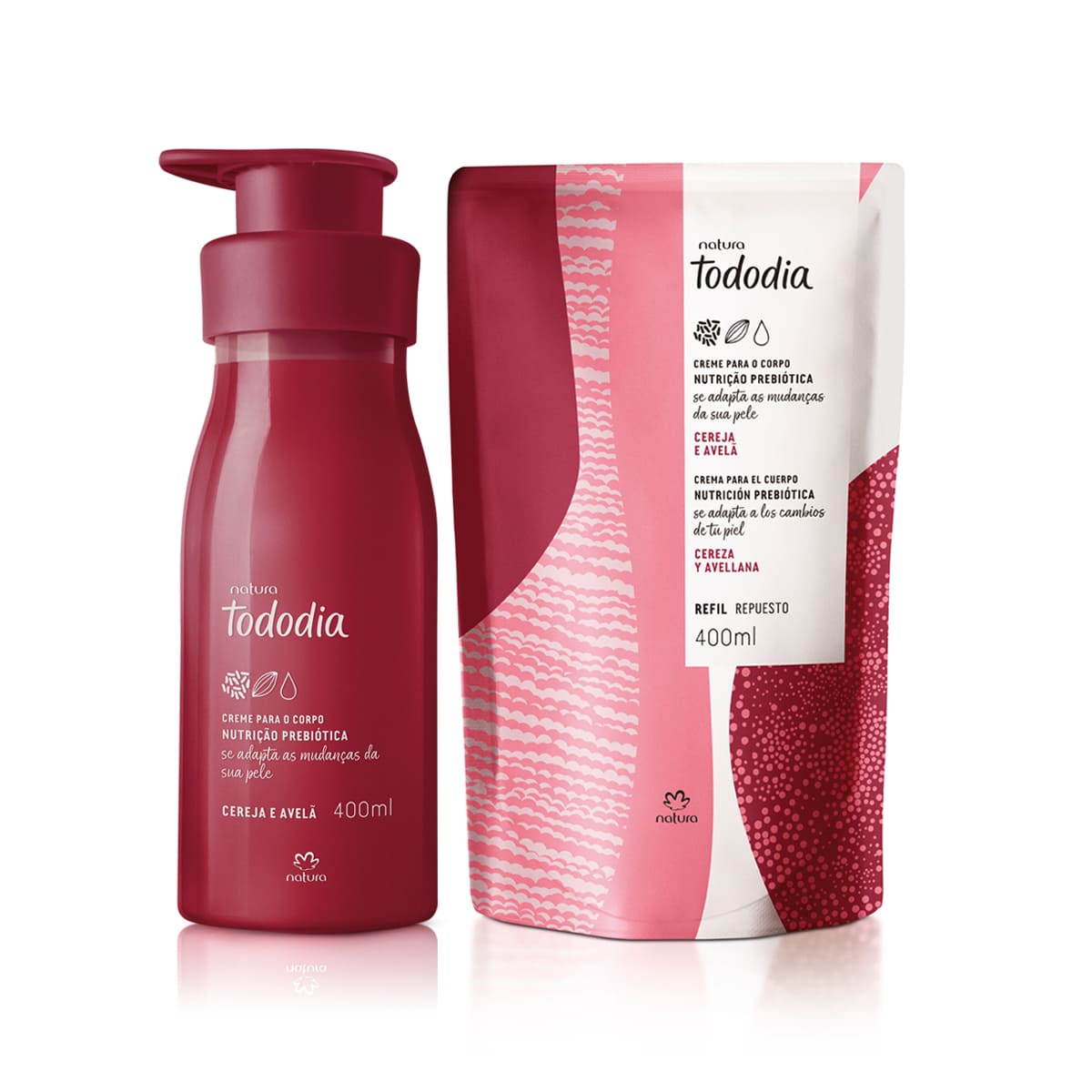 Kit Creme Desodorante Nutritivo para o Corpo Tododia Cereja e Avelã com Refil
