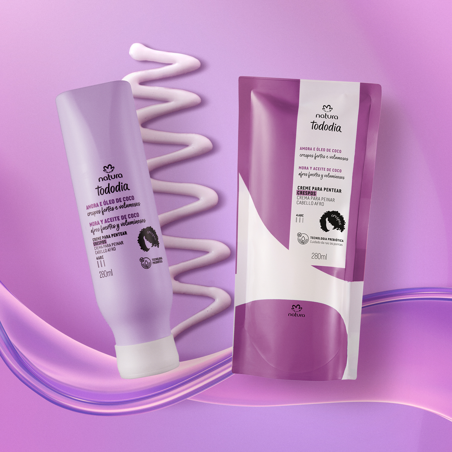 Kit Creme para Pentear Crespos Tododia Amora e Óleo de Coco com Refil (2 produtos)