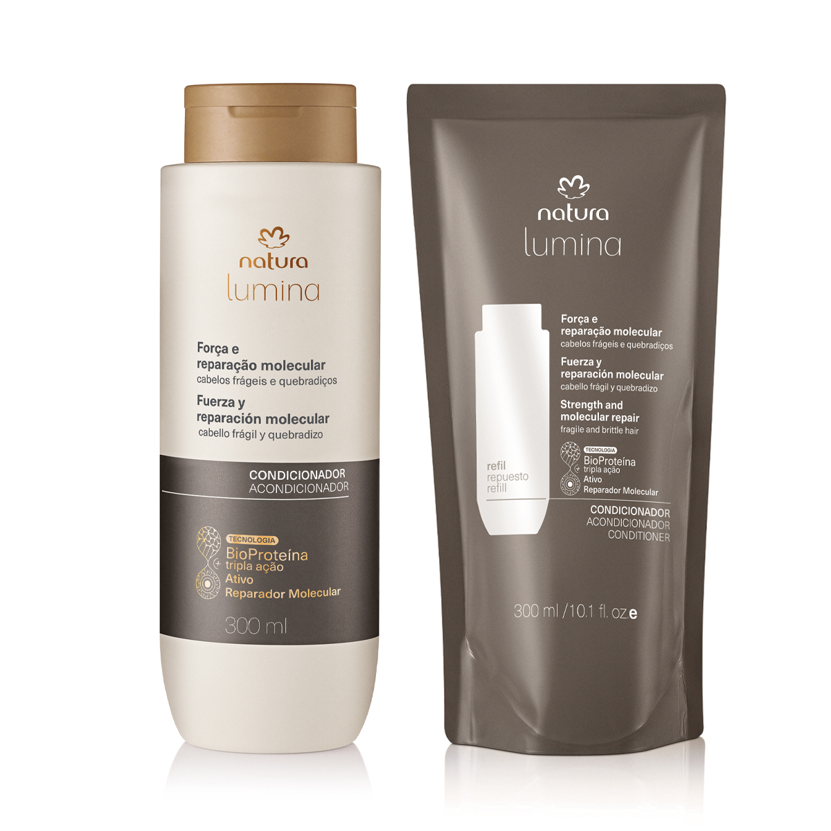 Kit Condicionador Lumina Força e Reparação Molecular com Refil
Kit Condicionador Lumina Força e Reparação Molecular com Refil