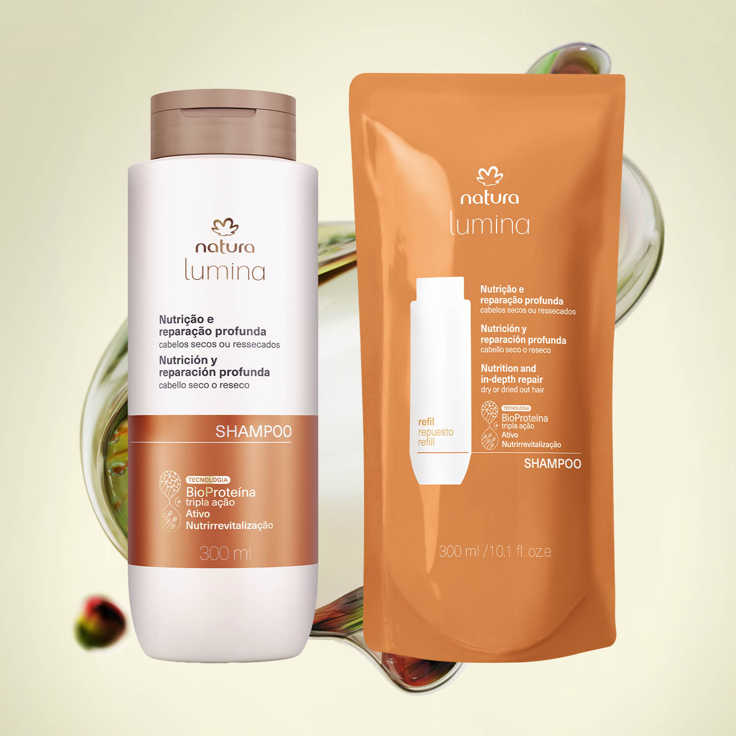 Kit Shampoo com Refil Lumina Nutrição e Reparação Profunda