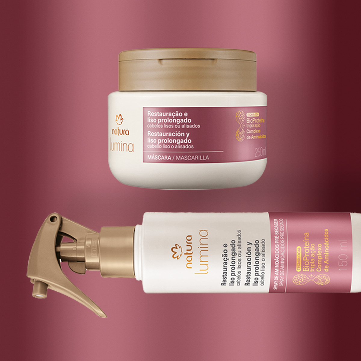 Kit Máscara e Spray Lumina para Restauração e Liso Prolongado (2 produtos)