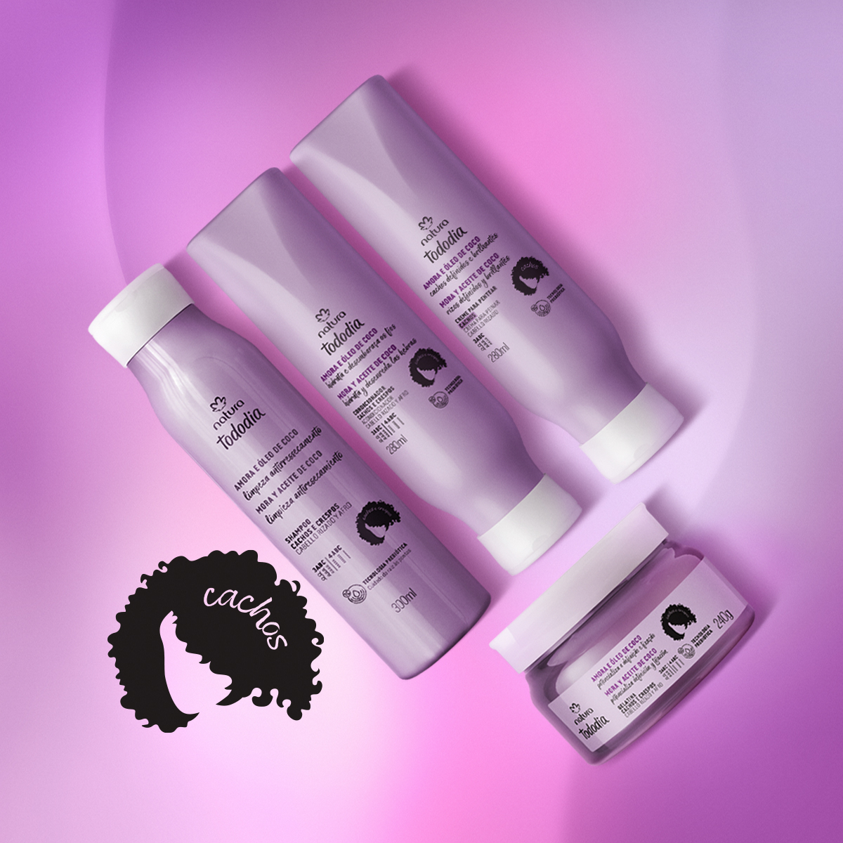 Kit Cachos Tododia Amora e Óleo de Coco (4 produtos)