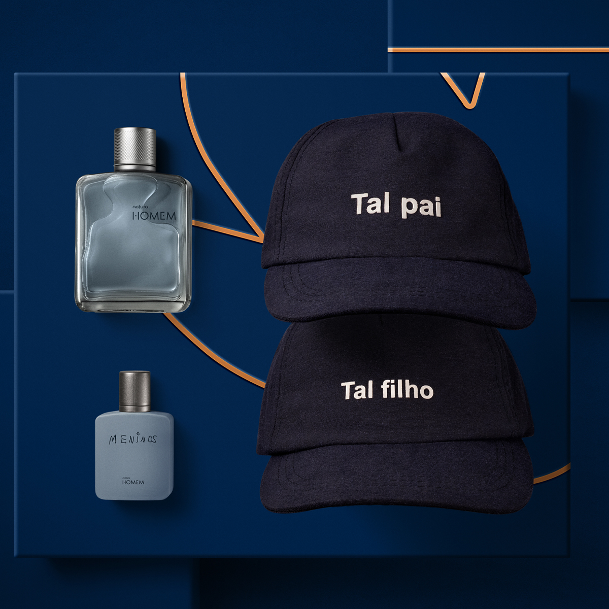 Presente Natura Homem Pai e Filho com Duo de Bonés (4 produtos)