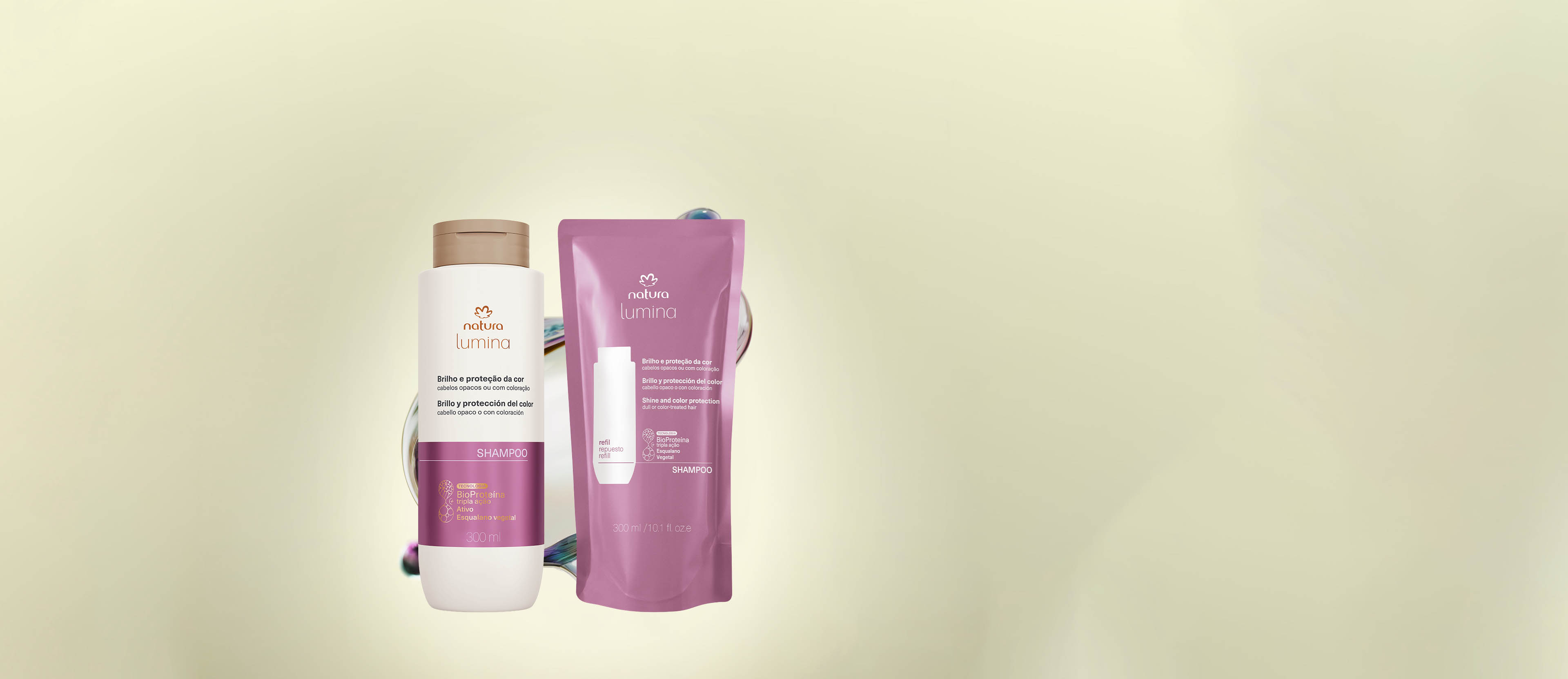 Kit Shampoo com Refil Lumina Brilho e Proteção da Cor