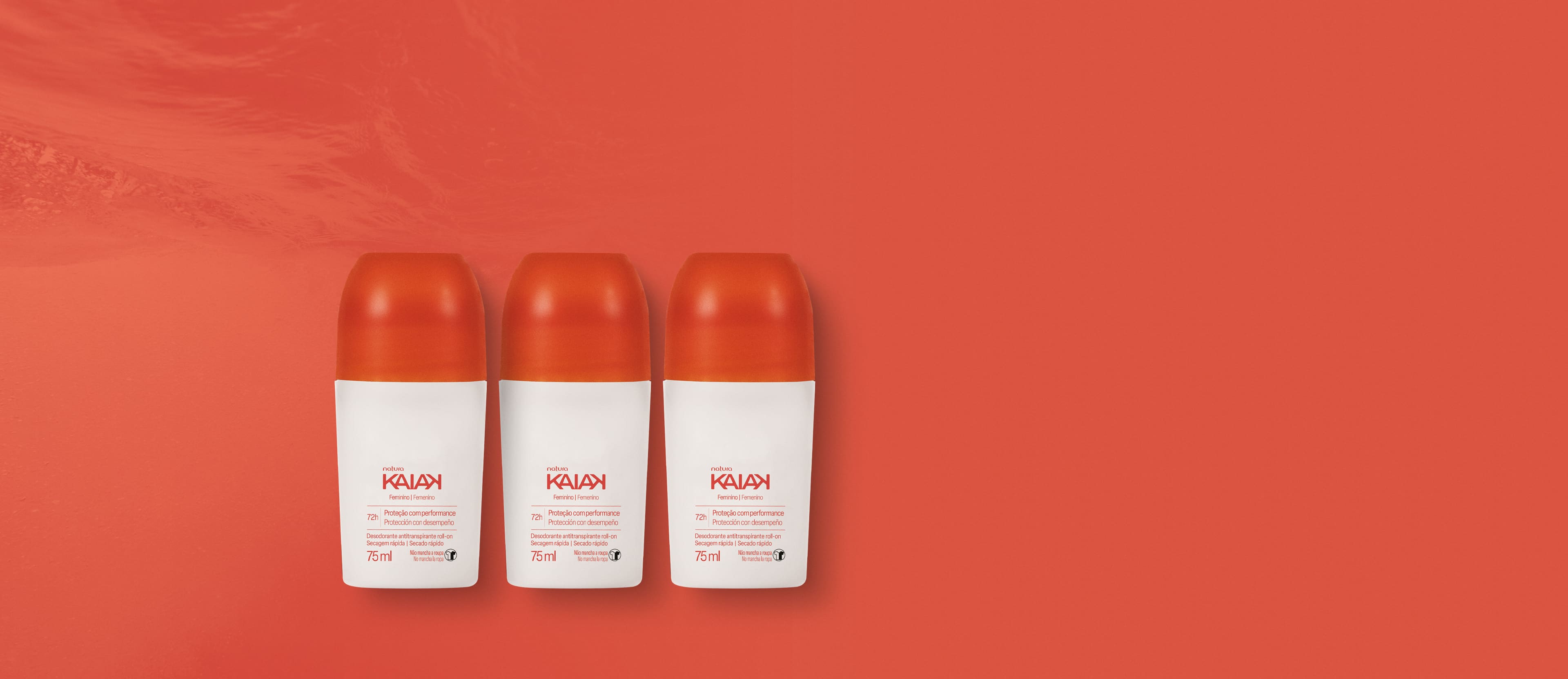 Kit Desodorante Antitranspirante Roll-on Kaiak Feminino (3 unidades)
