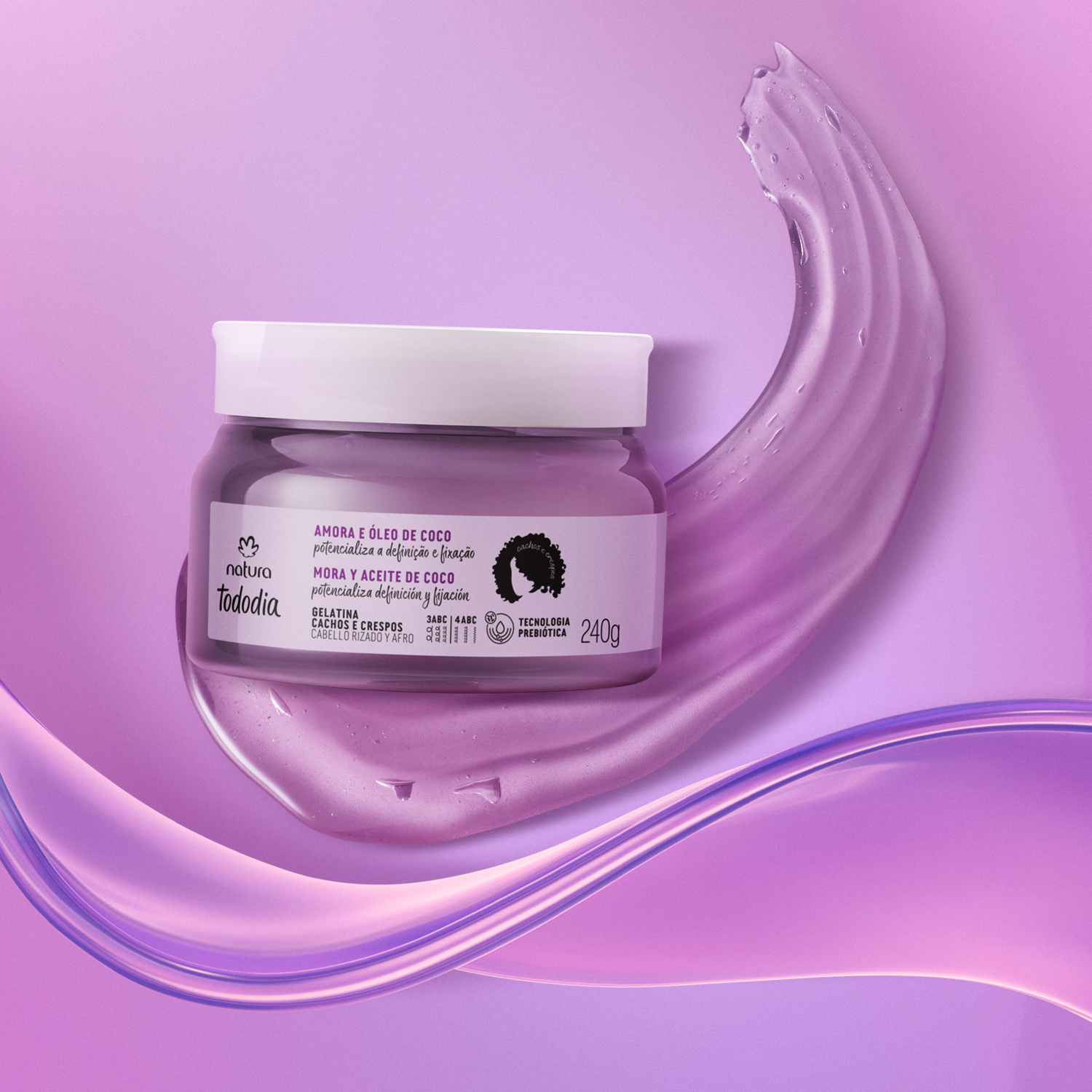 Gelatina Cachos e Crespos Tododia Amora e Óleo de Coco