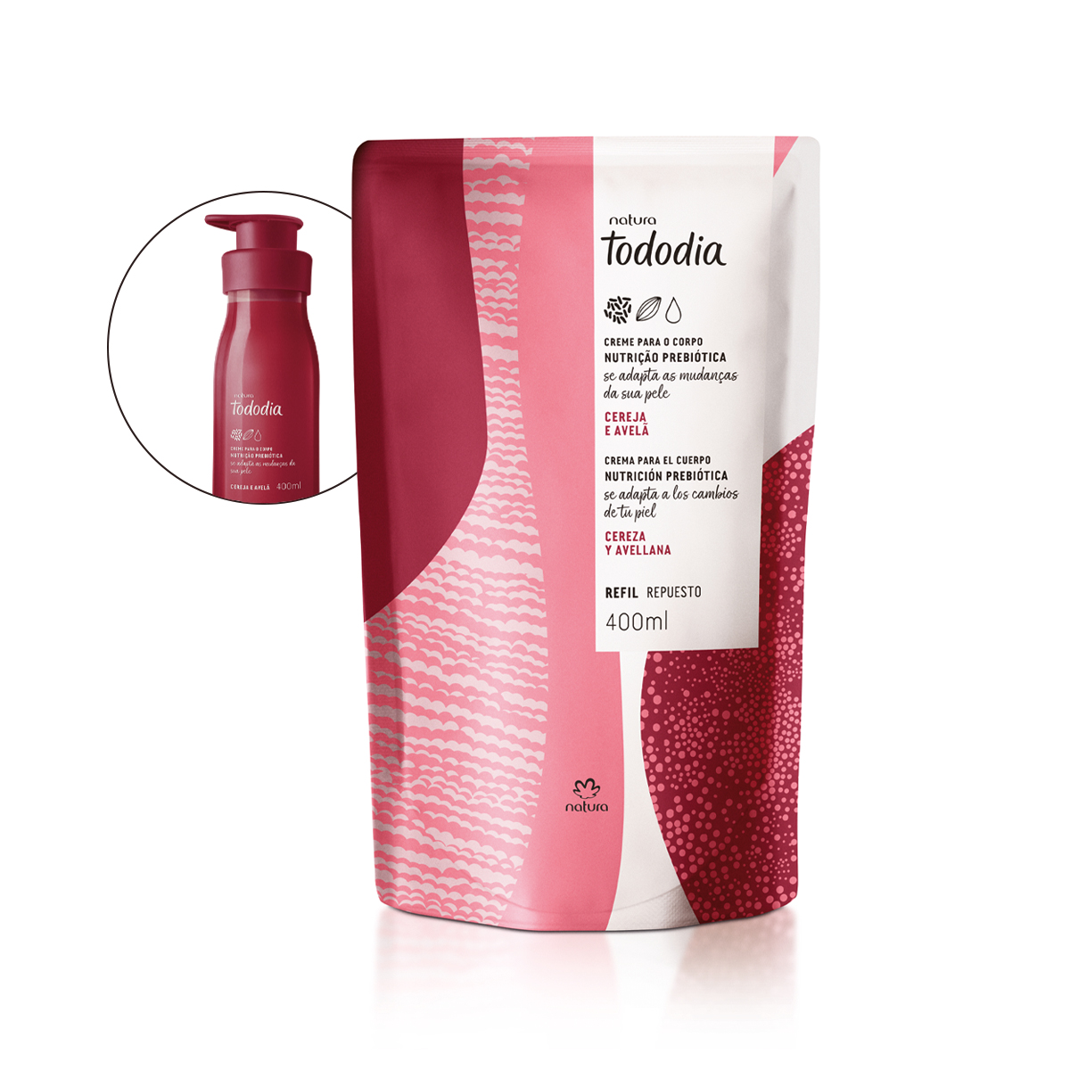 Refil Creme Desodorante Nutritivo para o Corpo Tododia Cereja e Avelã 400 ml