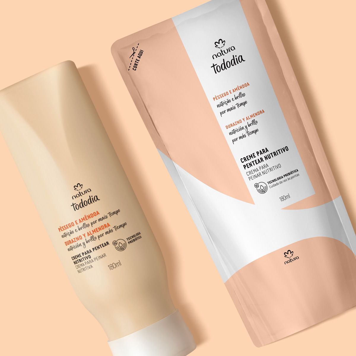 Kit Crema para Peinar Nutrición con Repuesto Tododia Durazno y Almendra