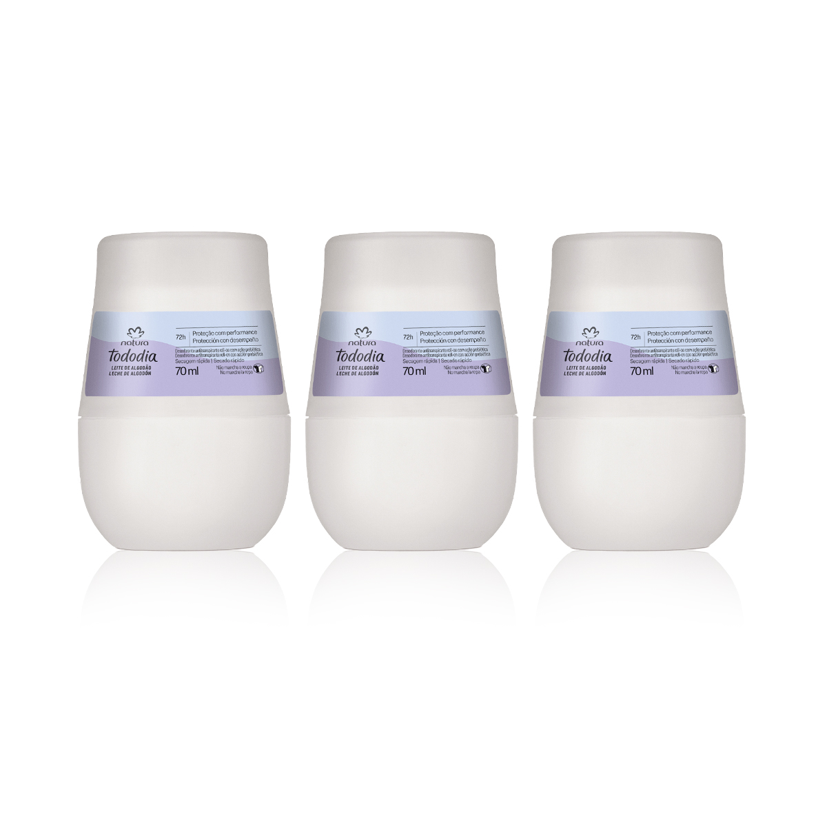 Kit Desodorante Antitranspirante Roll-on Algodón (3 unidades)