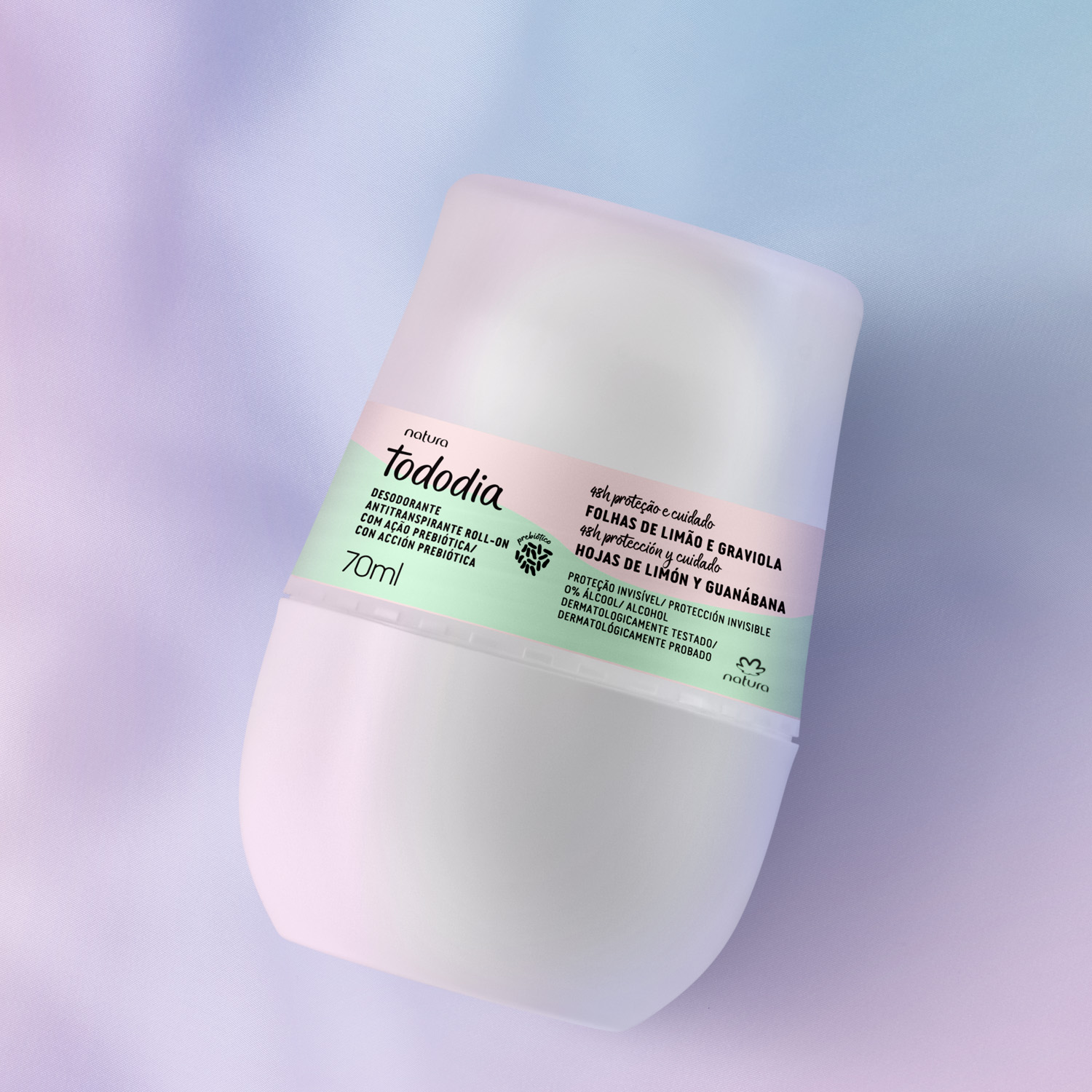 Desodorante antitranspirante roll-on con acción prebiótica Tododia hojas de limón y guanábana