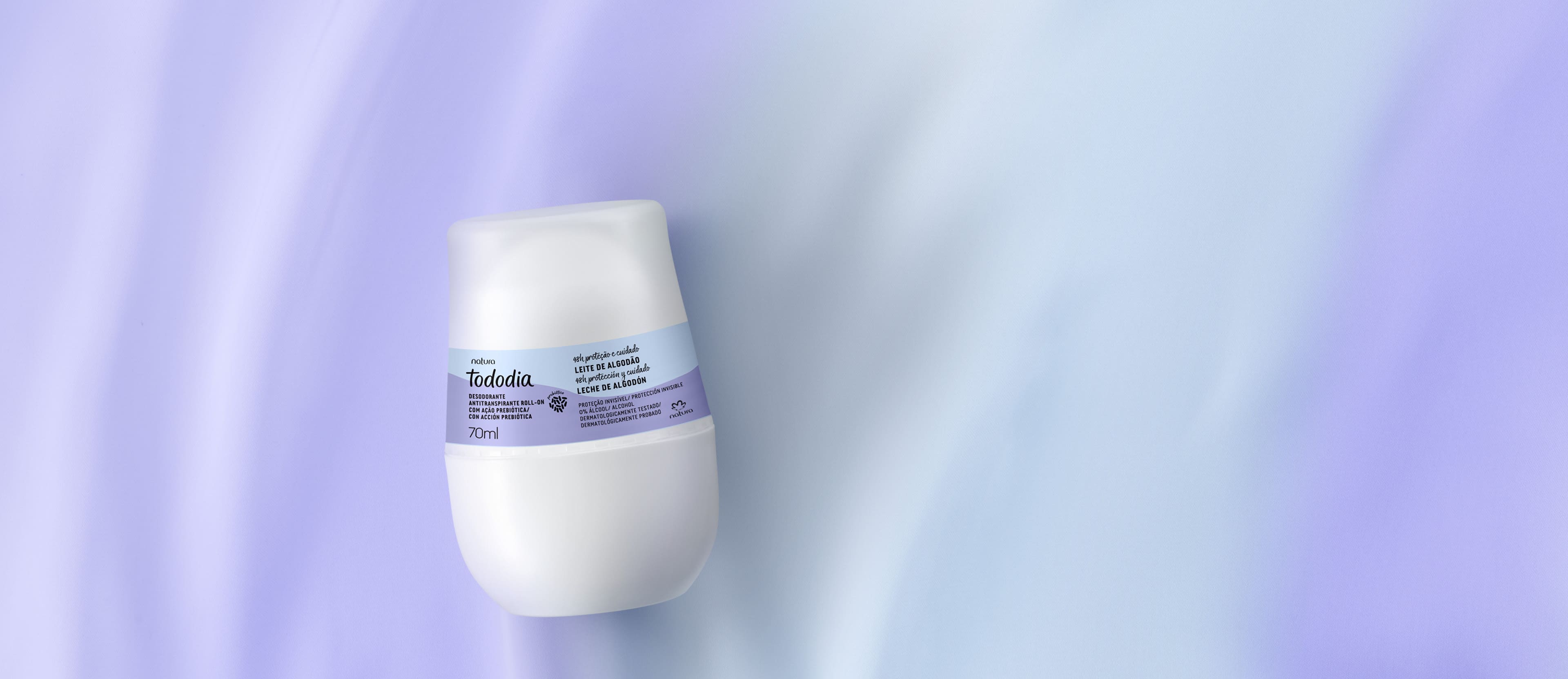 Desodorante antitranspirante roll-on con acción prebiótica Tododia leche de algodón