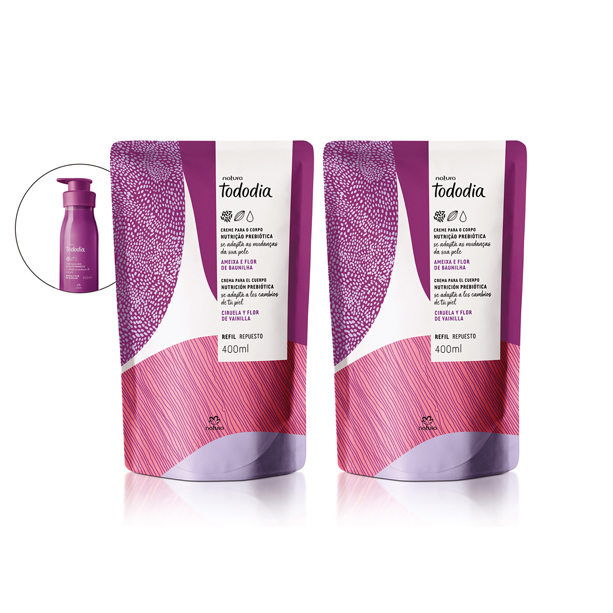 Kit Duo Hidratante Corporal Tododia Ciruela y flor de vainilla Refill