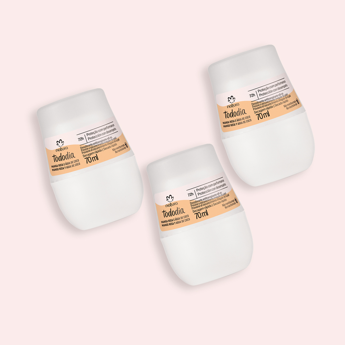 Kit Desodorante Antitranspirante Roll-on Tododia Mango Rosa y Agua de Coco