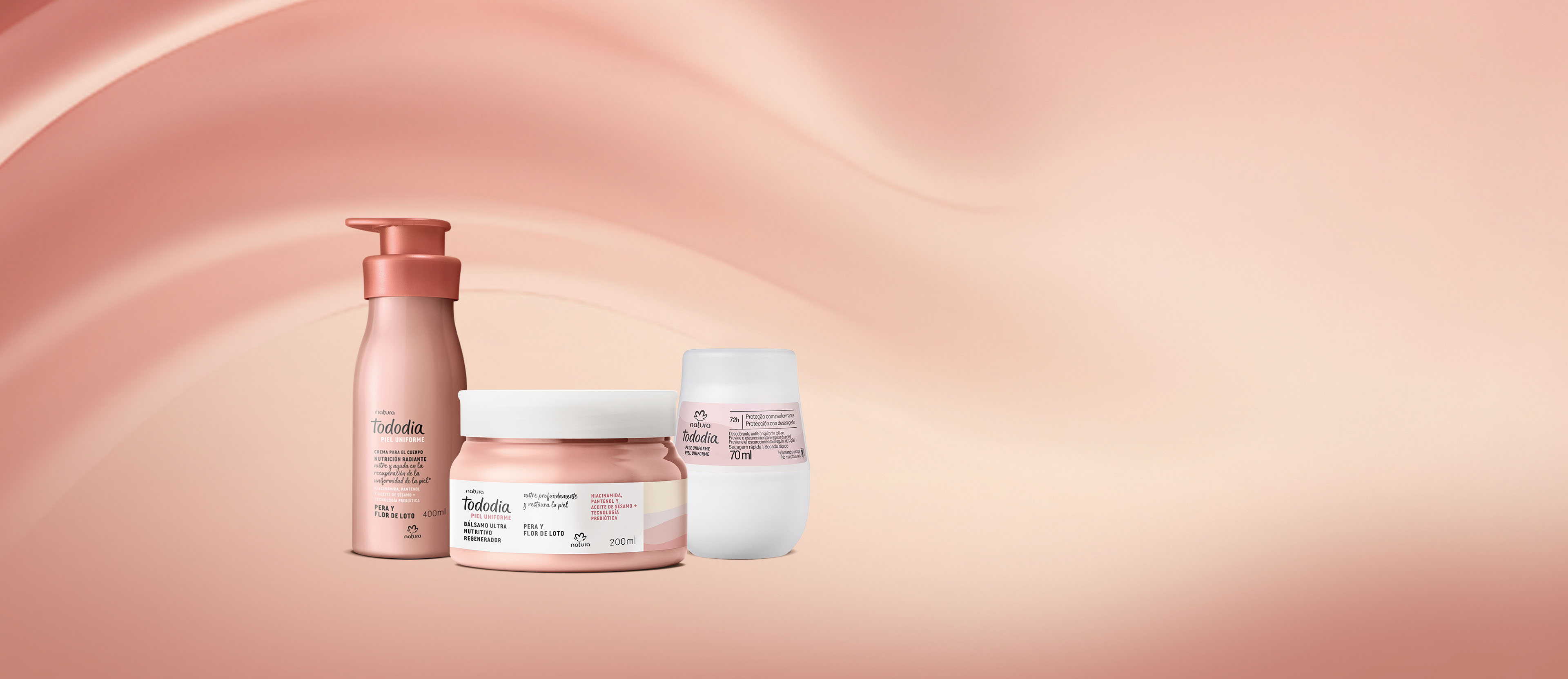 Kit Crema Corporal, Desodorante y Bálsamo Tododia Piel Uniforme Pera y Flor de Loto