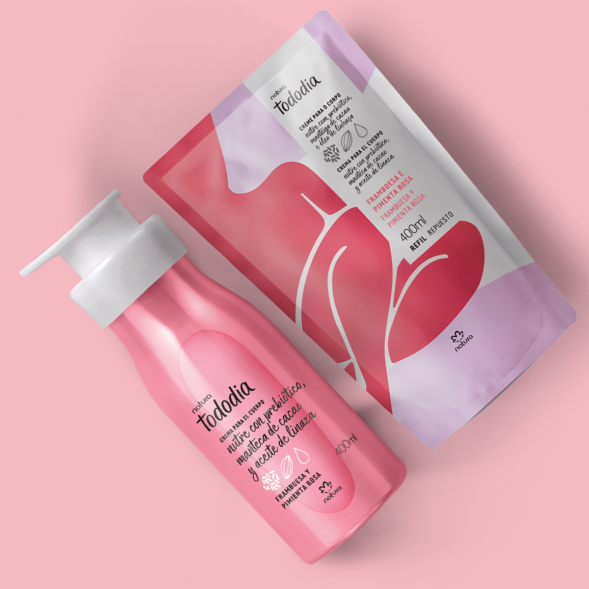 Kit Hidratante Corporal con Repuesto Tododia Frambuesa y Pimienta Rosa