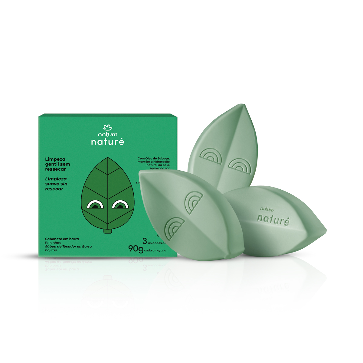 Jab&oacute;n en Barra Folhitas Natura Natur&eacute; 3 unidades de 90 g