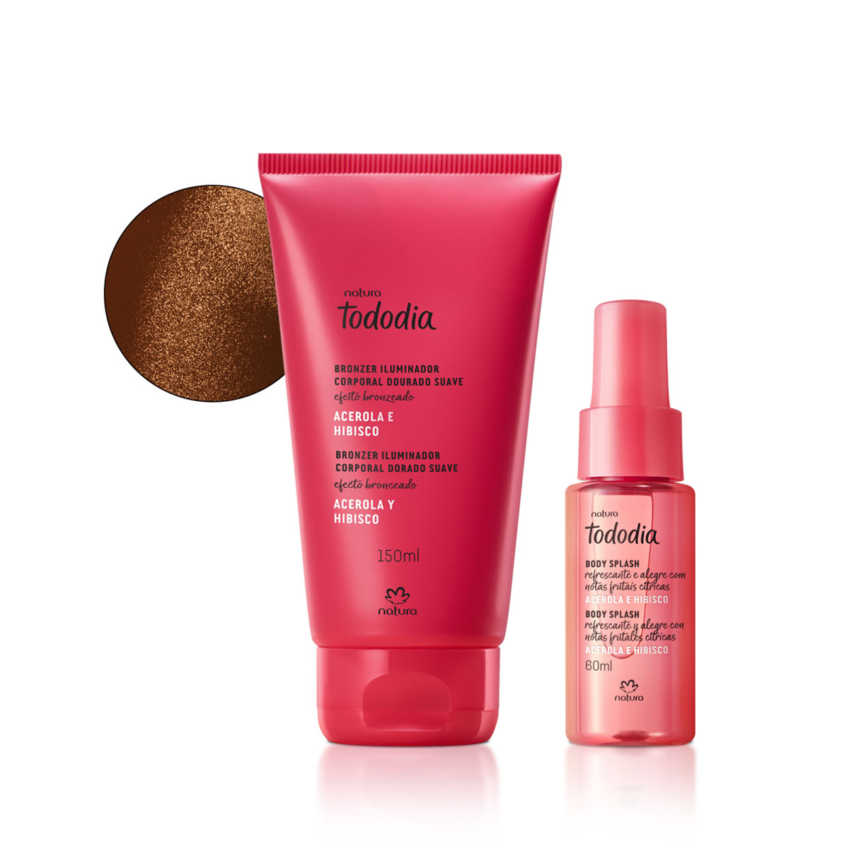 Kit Tododia Iluminador Corporal Cobrizo y Body Splash Acerola y Hibisco