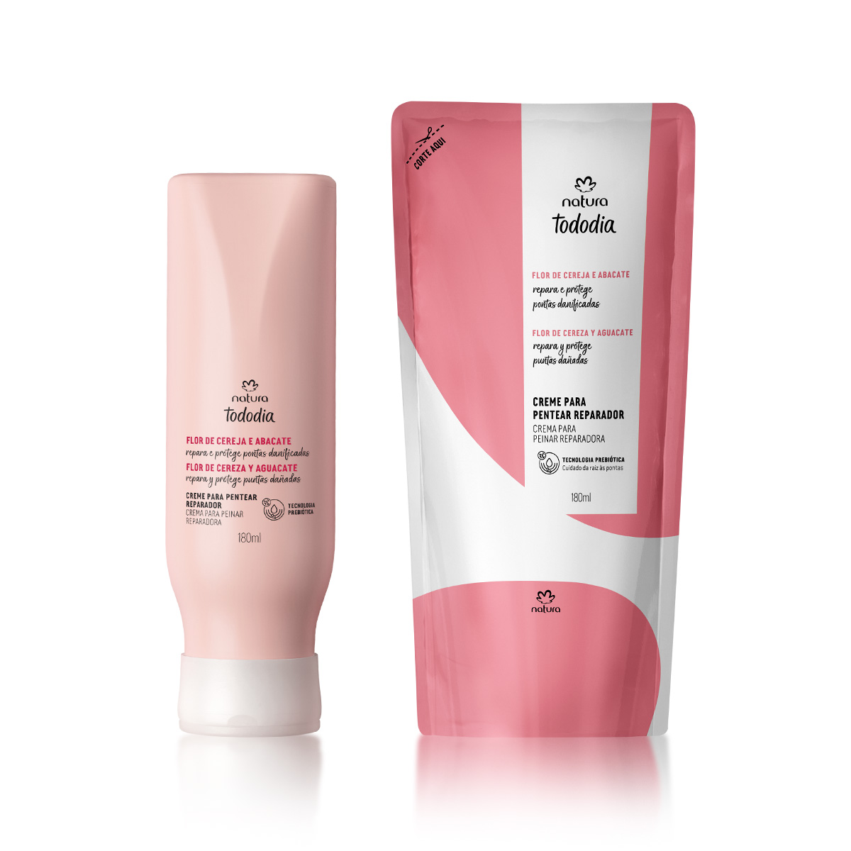 Kit Crema para Peinar de Reparación con Repuesto Tododia Flor de Cereza y Palta