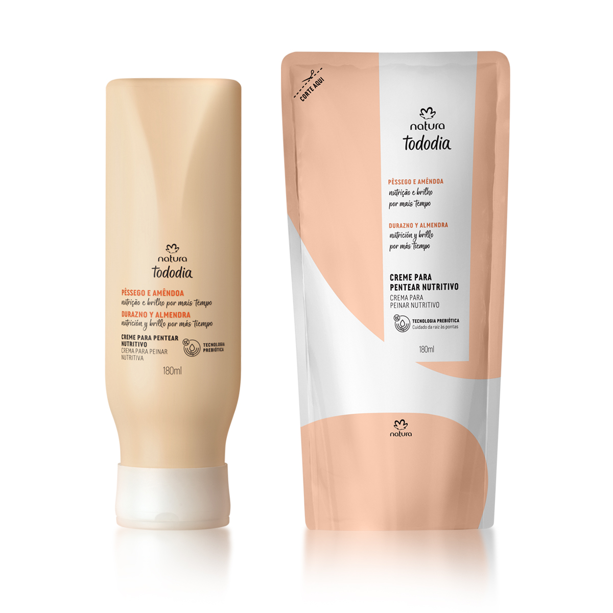 Kit Crema para Peinar Nutrición con Repuesto Tododia Durazno y Almendra