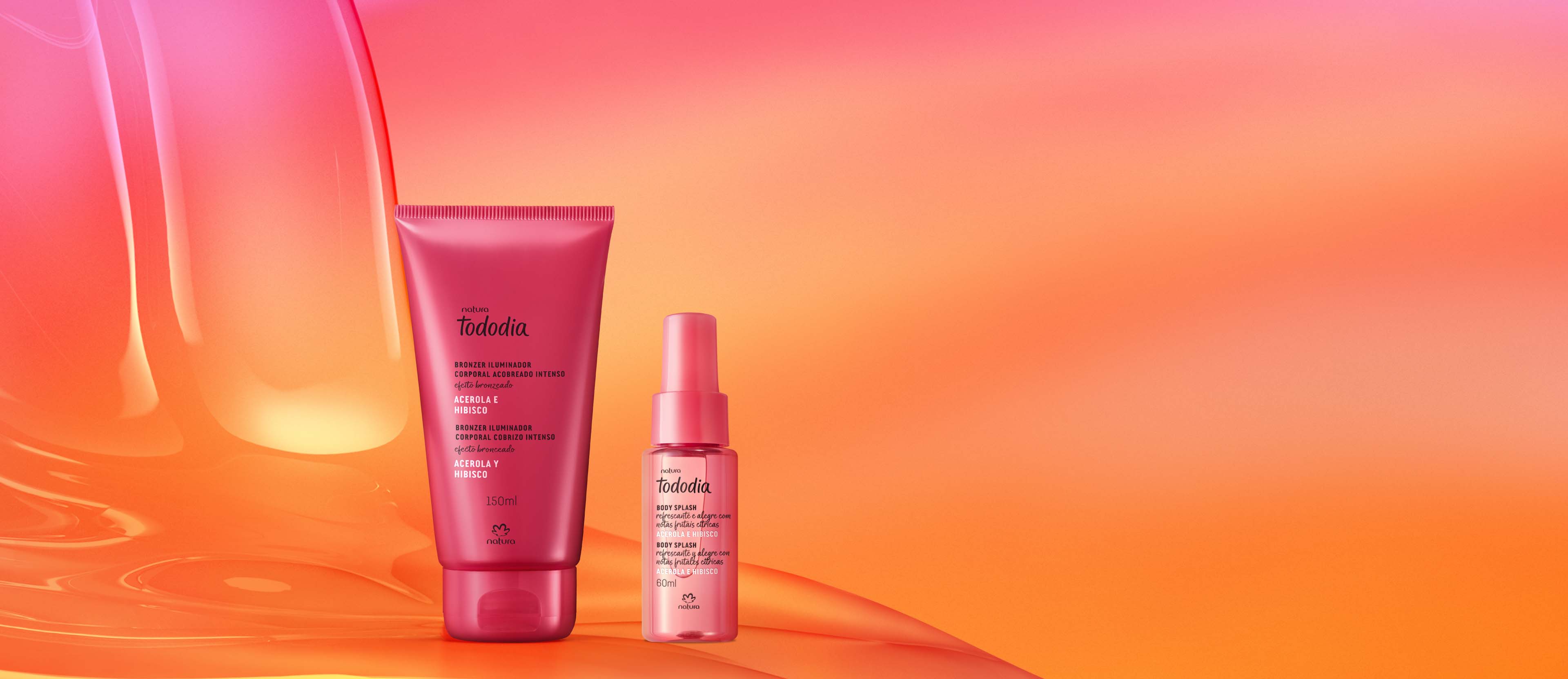 Kit Tododia Iluminador Corporal Cobrizo y Body Splash Acerola y Hibisco