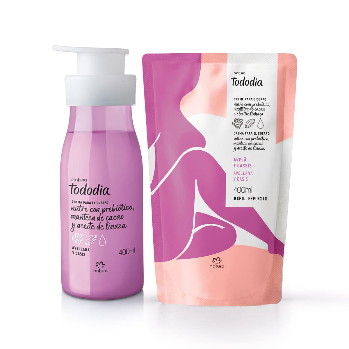 Kit Hidratante Corporal con Repuesto Tododia Avellana y Casis