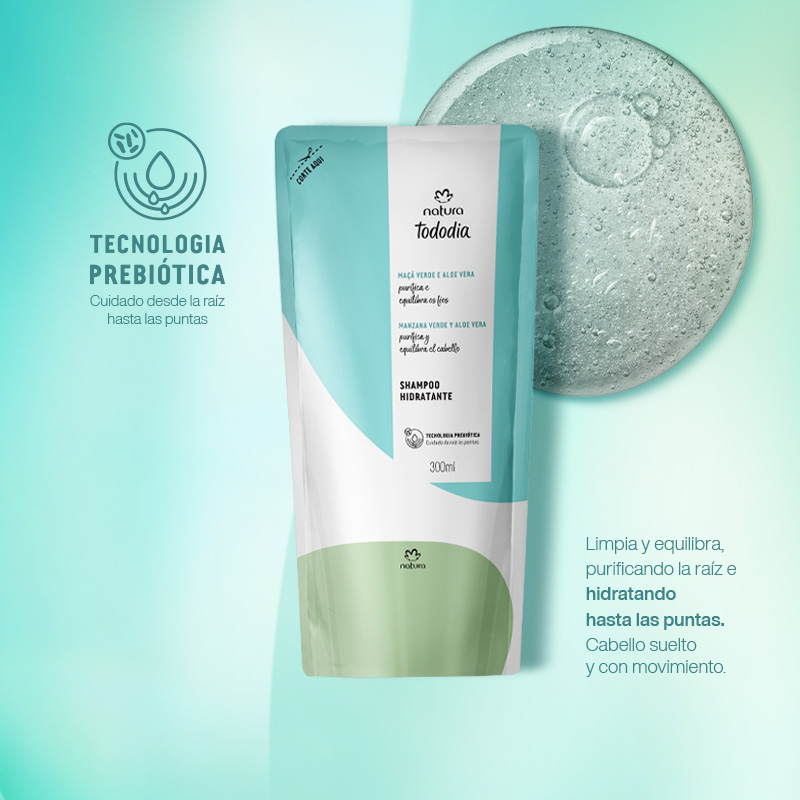 Shampoo hidratante Tododia Manzana Verde y Aloe Vera