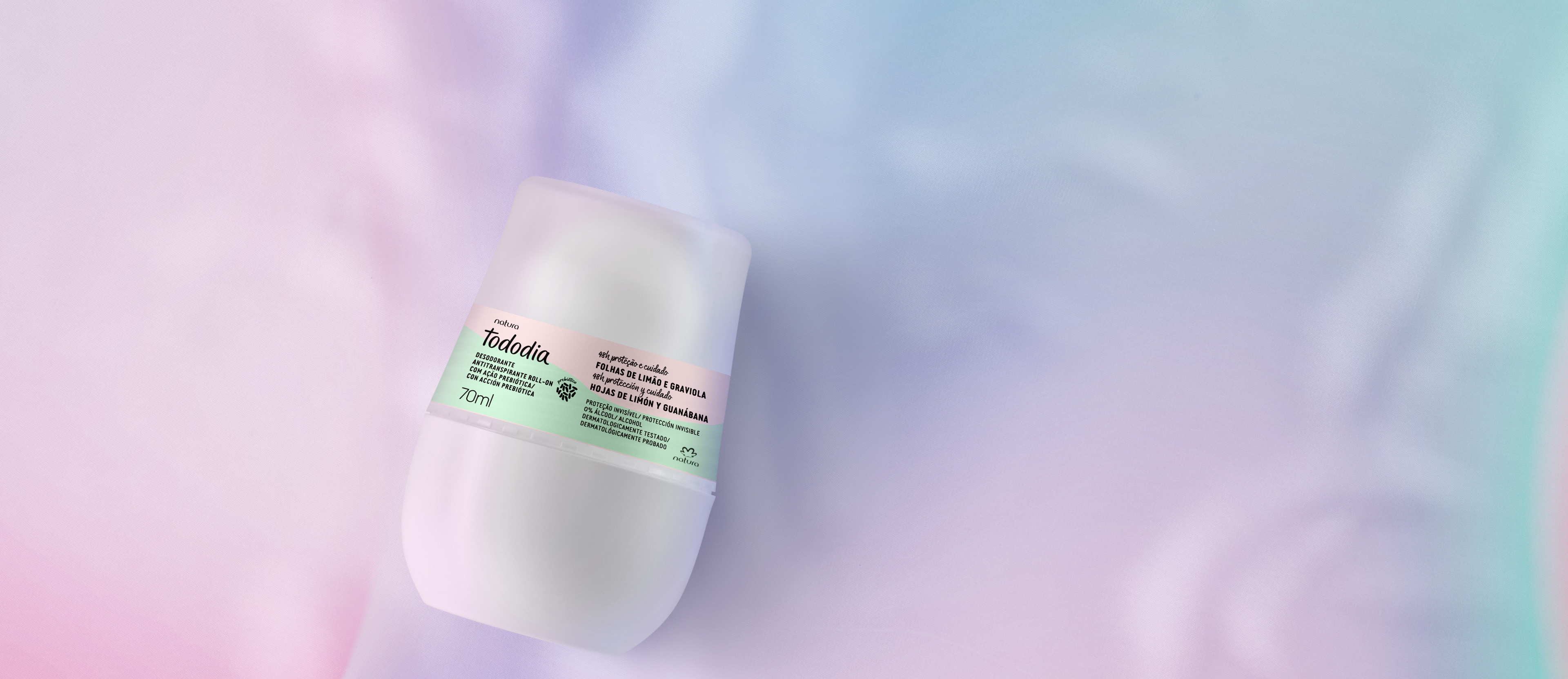 Desodorante antitranspirante roll-on con acción prebiótica Tododia hojas de limón y guanábana