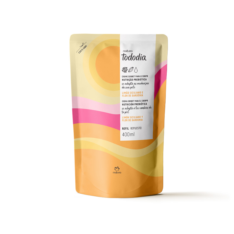 Repuesto Crema sorbet para el cuerpo Tododia Limón siciliano y flor de gardenia - 400 ml