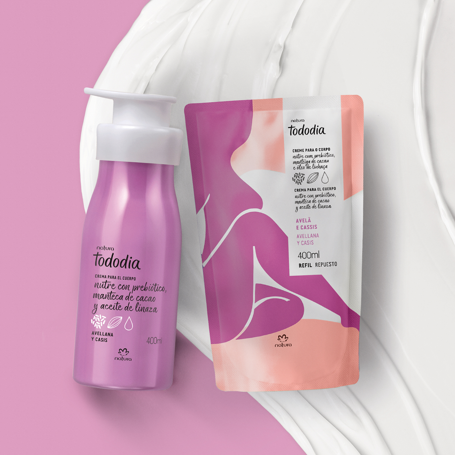 Kit Hidratante Corporal con Repuesto Tododia Avellana y Casis