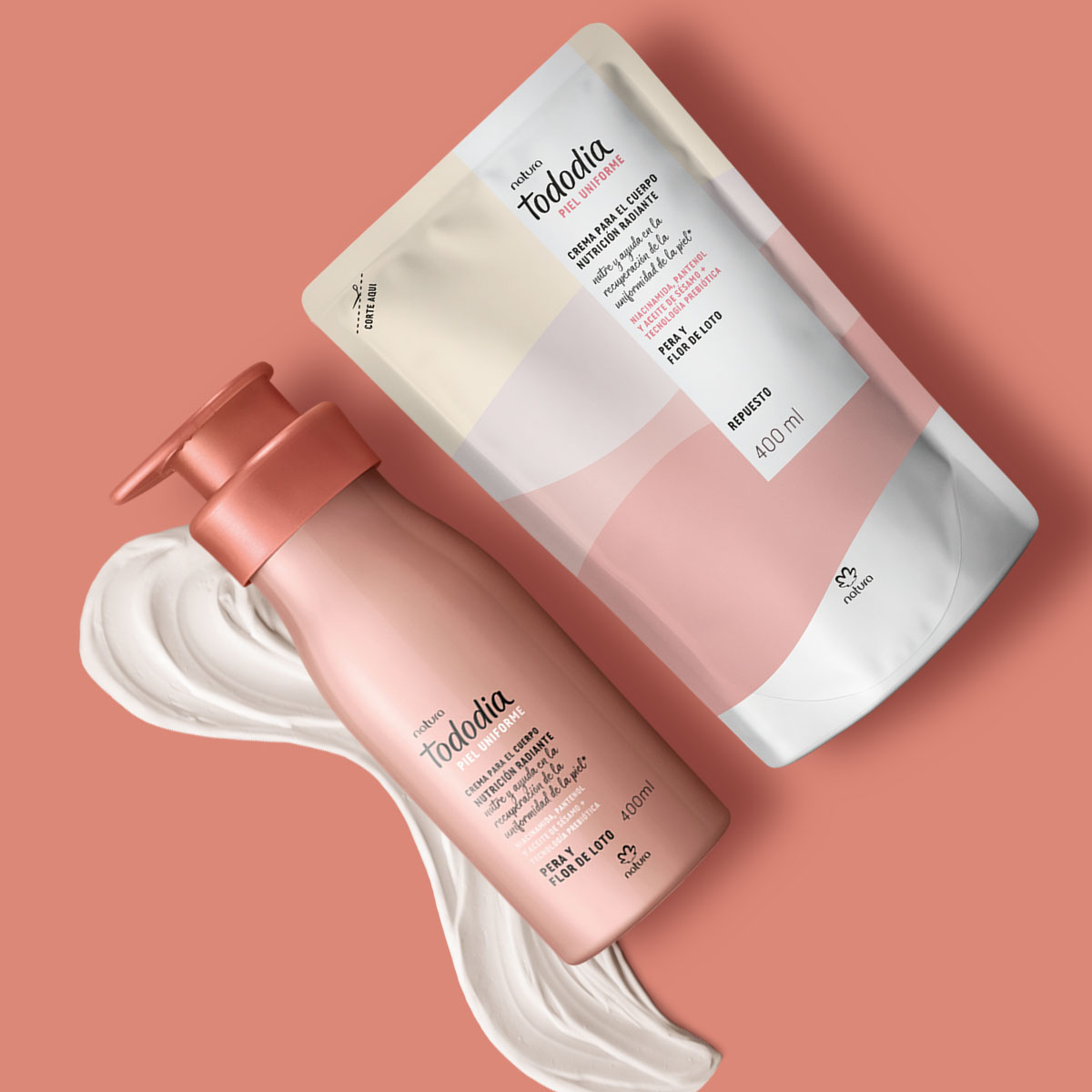 Kit Crema Corporal y Repuesto Tododia Piel Uniforme Pera y Flor de Loto