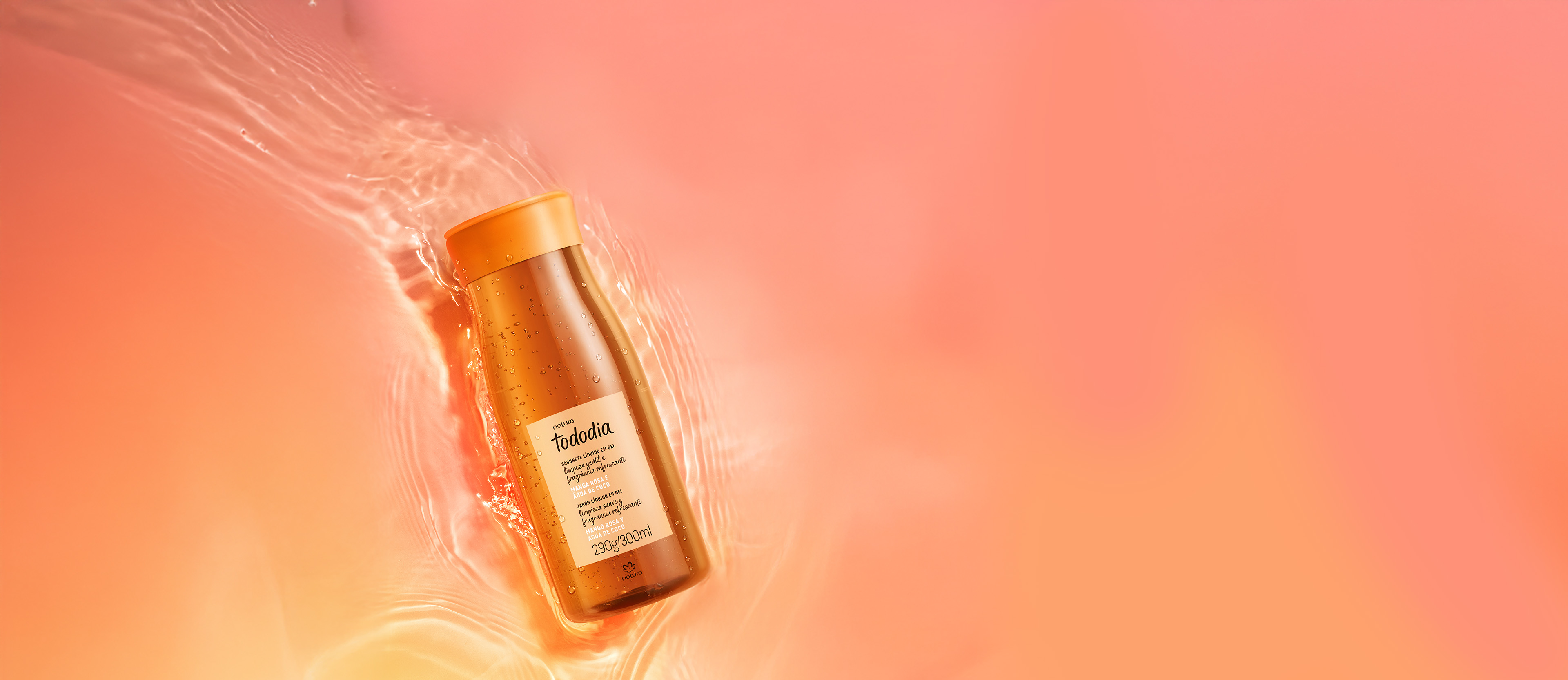 Jabón líquido corporal Tododia Mango rosa y agua de coco