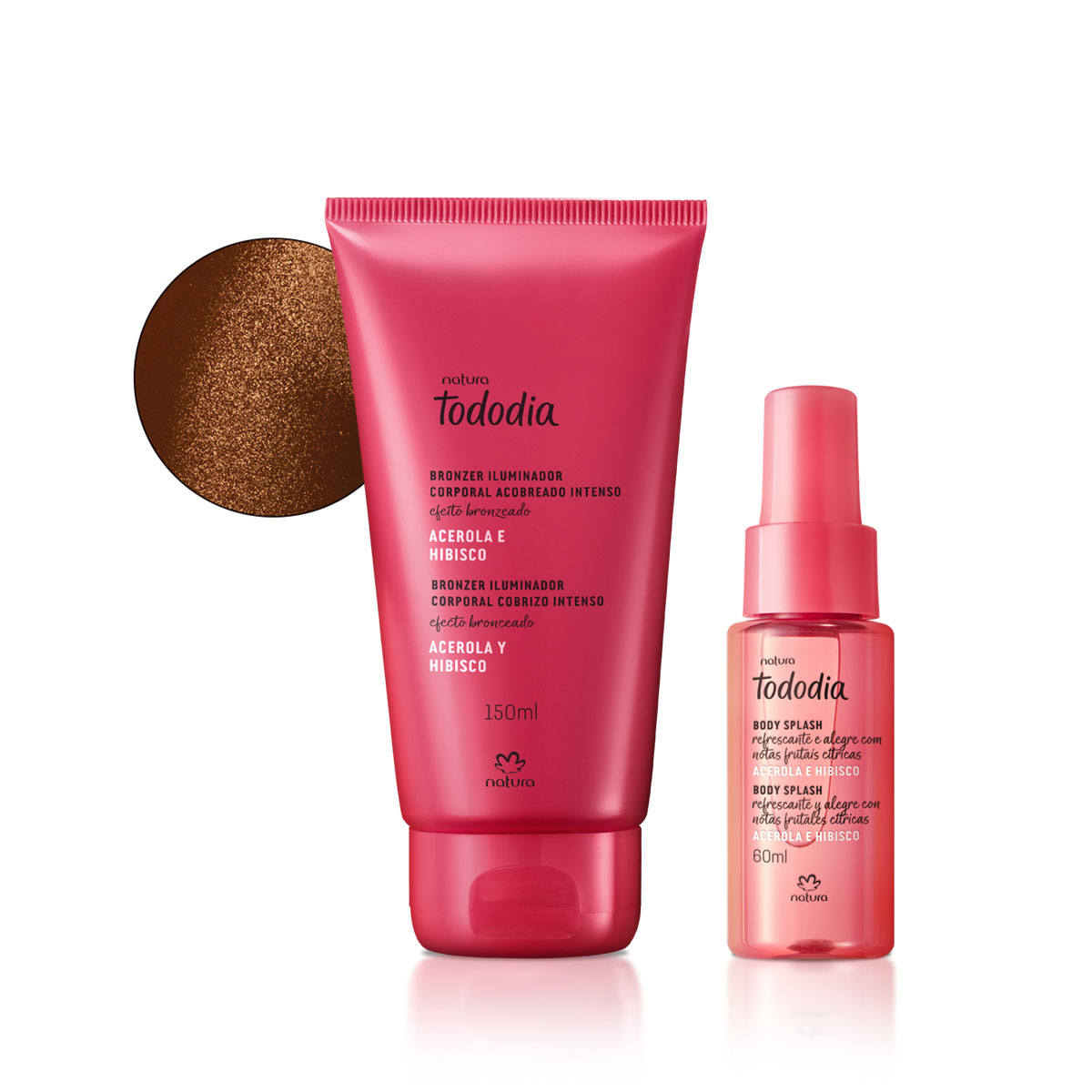 Kit Tododia Iluminador Corporal Cobrizo y Body Splash Acerola y Hibisco