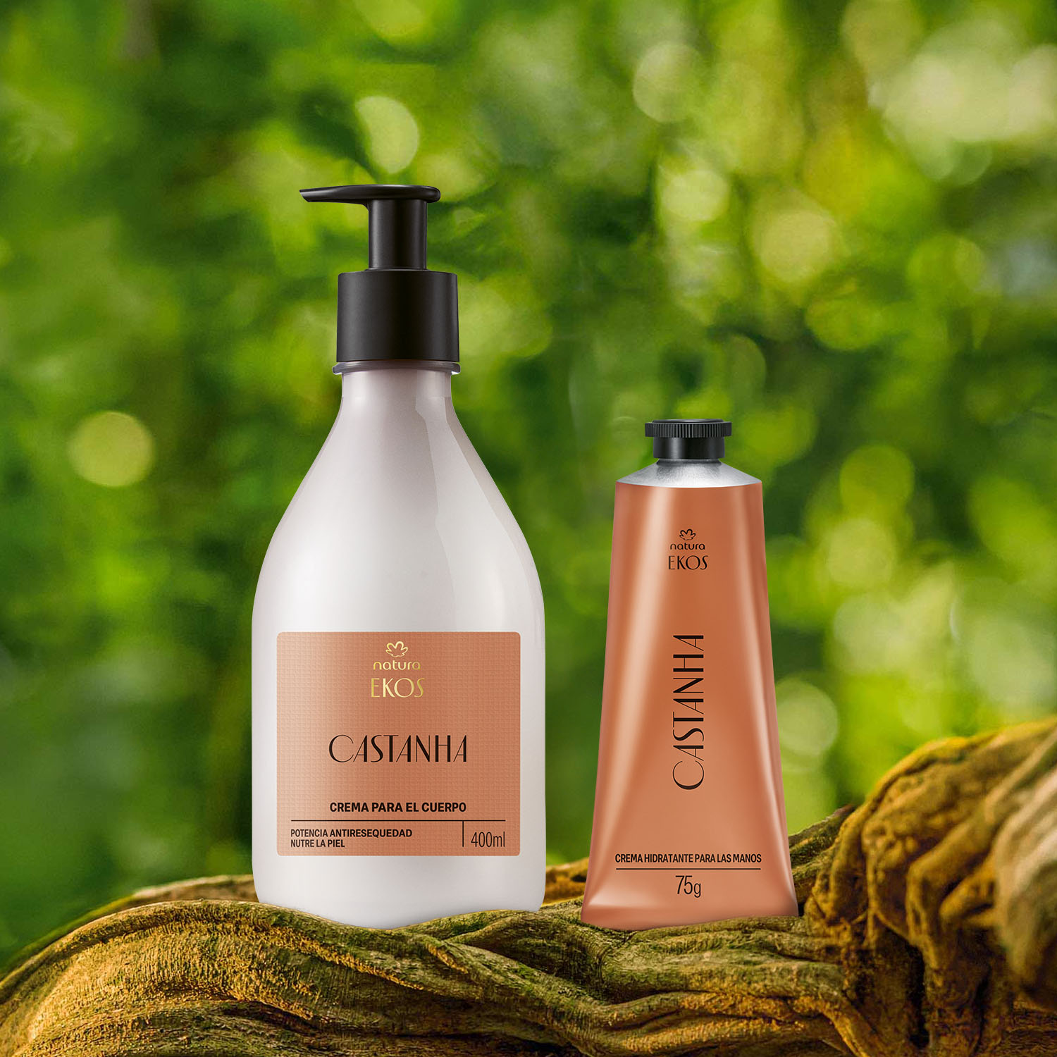 Kit Crema para el Cuerpo y Manos Ekos Castaña