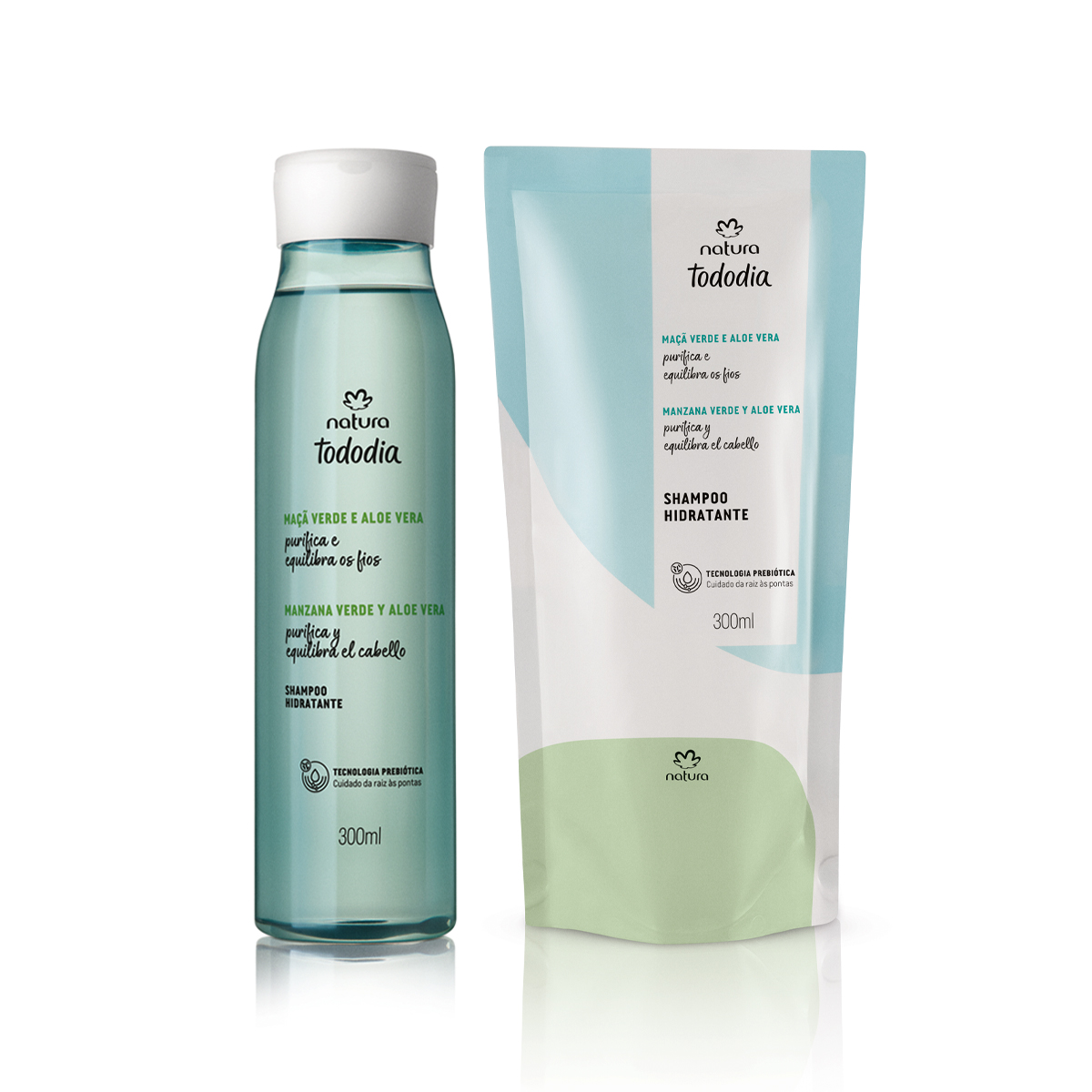 Kit Shampoo Hidratante Tododia Manzana Verde y Aloe Vera con Repuesto