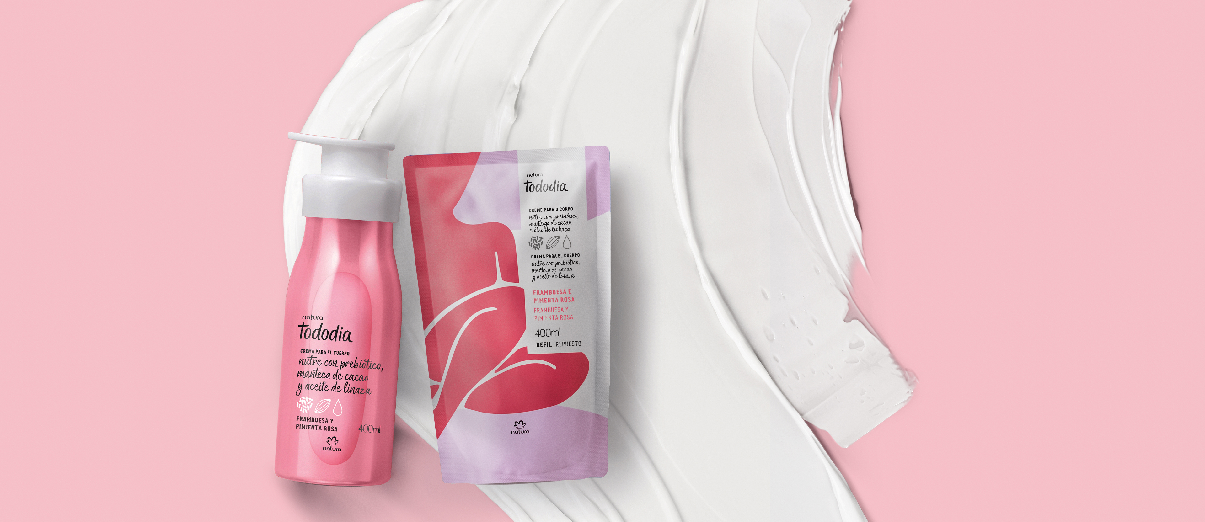 Kit Hidratante Corporal con Repuesto Tododia Frambuesa y Pimienta Rosa