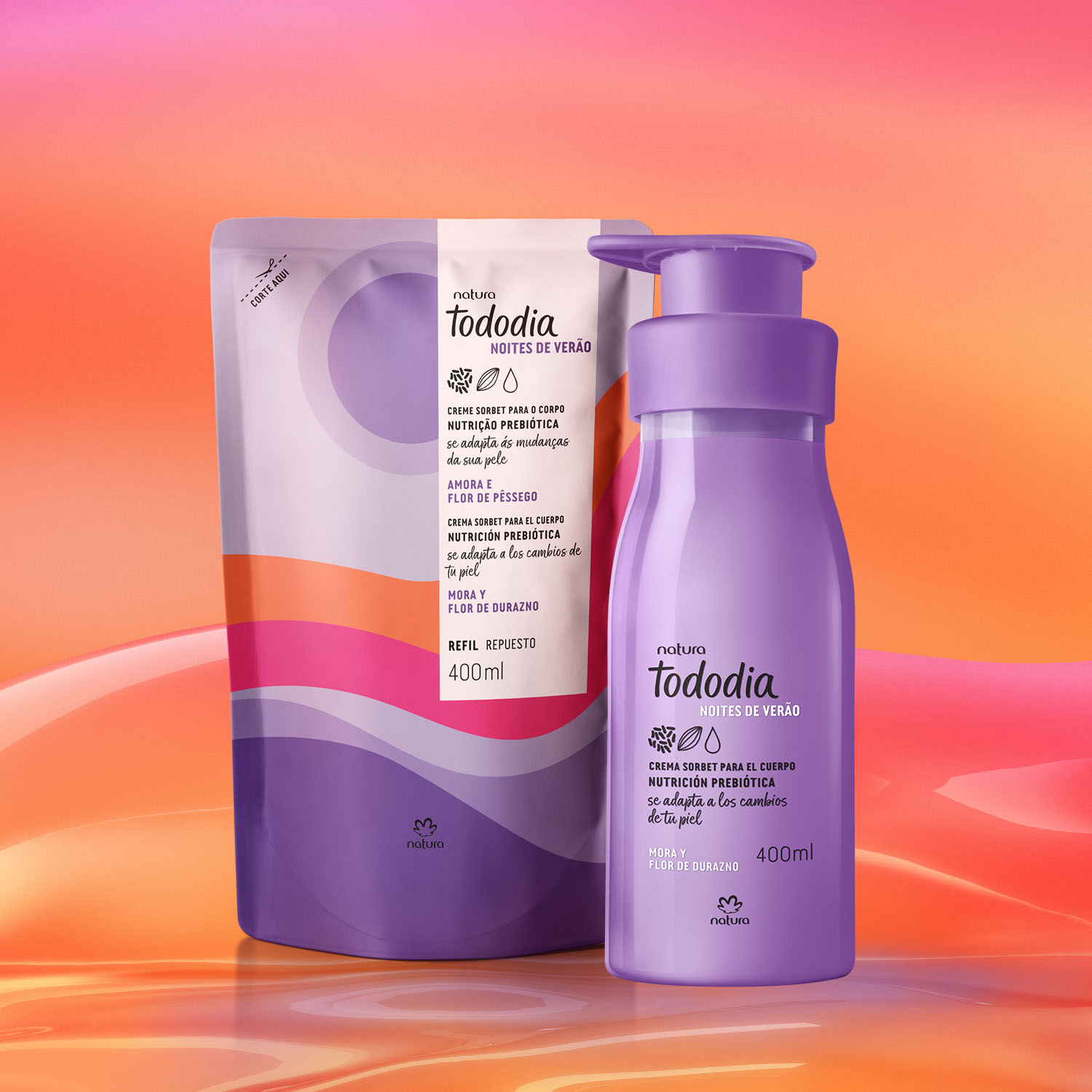 Kit Crema Nutritiva para el Cuerpo Tododia Mora y Flor de Durazno y Repuesto