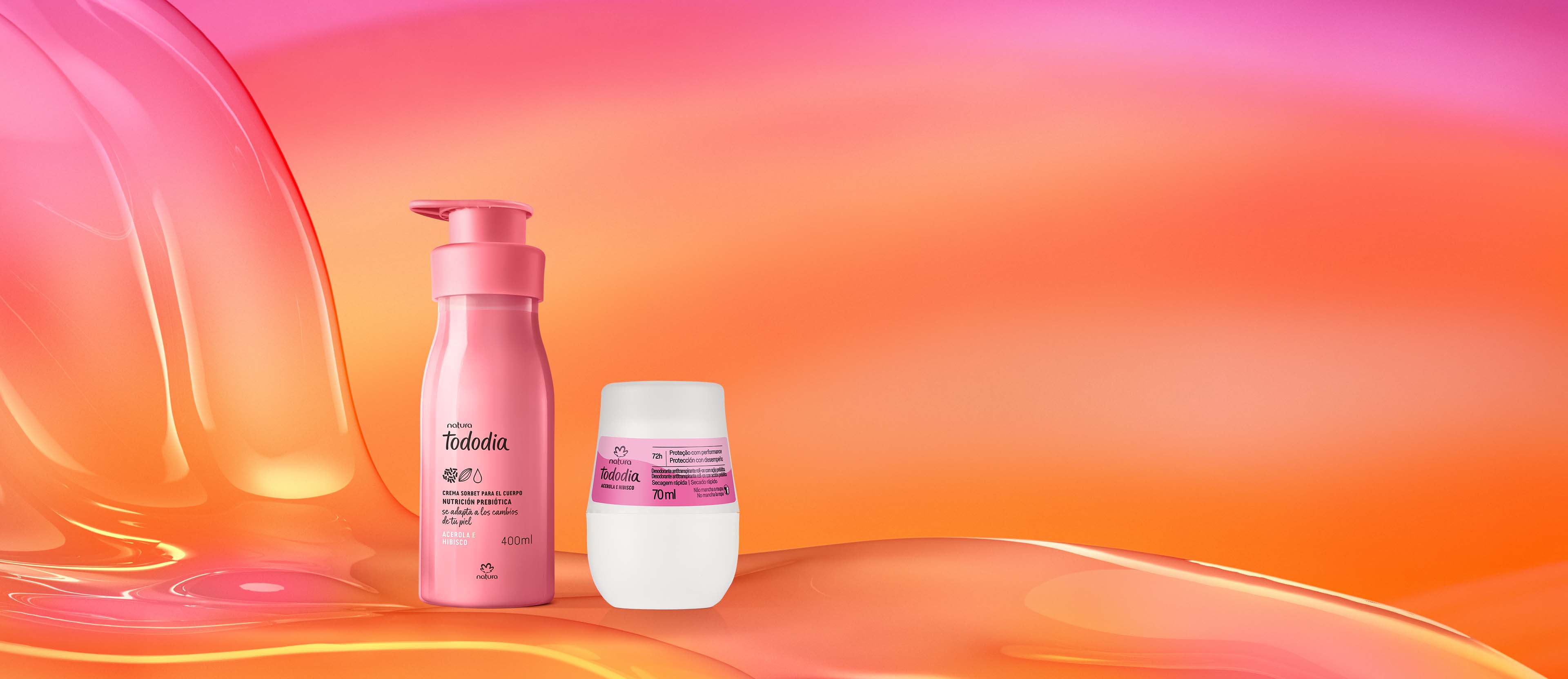 Kit Desodorante Roll-on y Hidratante Tododia Acerola e Hibisco