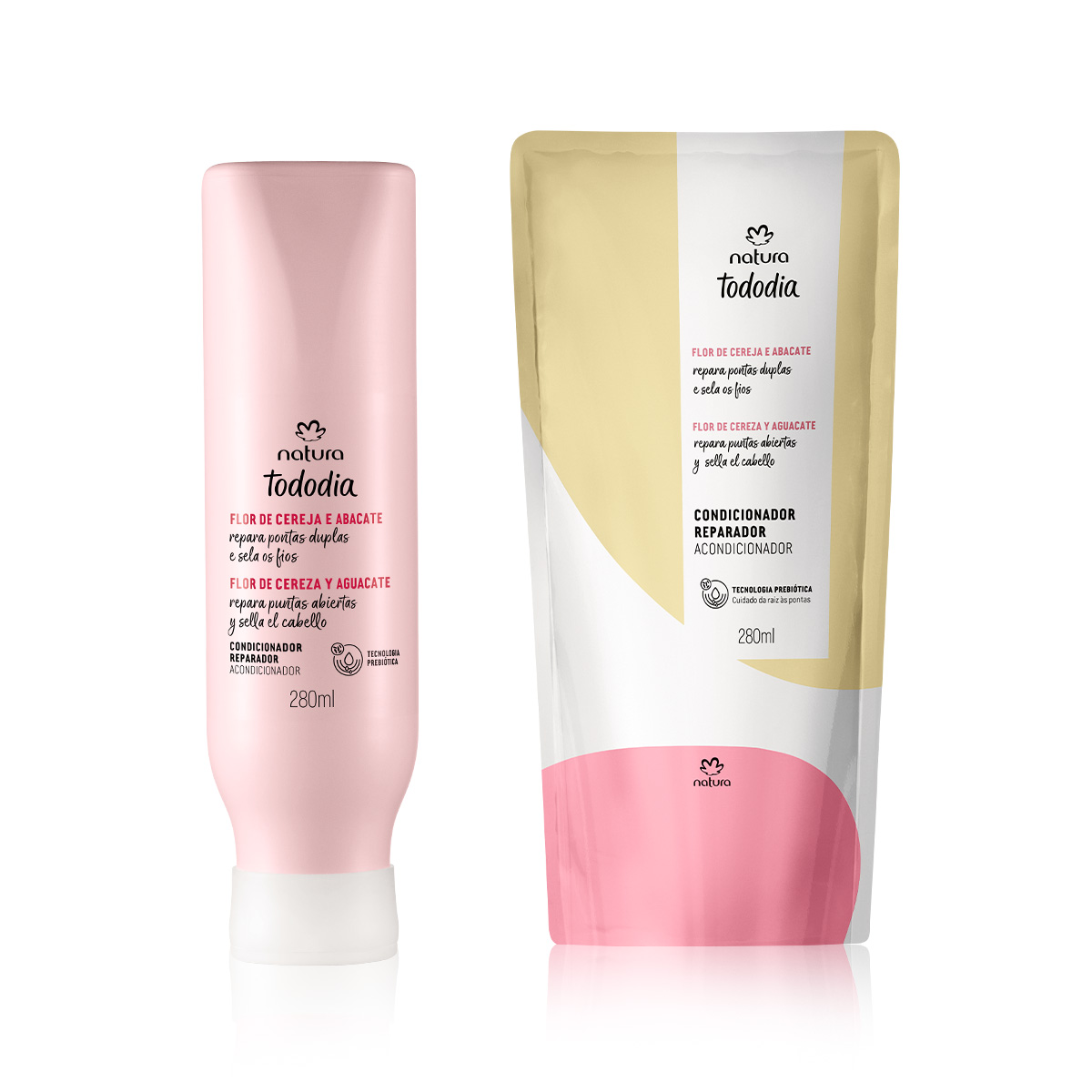 Kit Acondicionador de Reparación con Repuesto Tododia Flor de Cereza y Palta