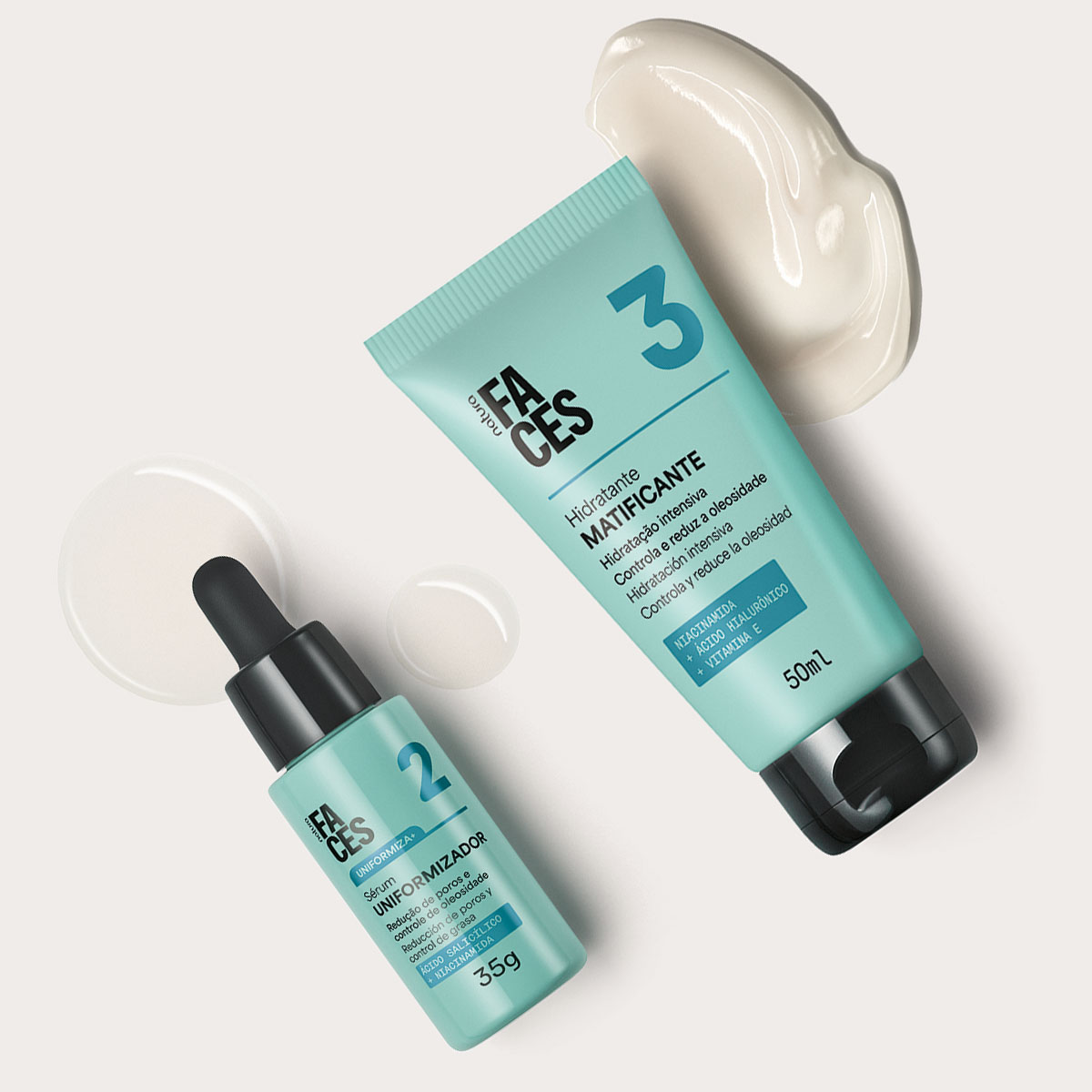 Kit Sérum Uniformador e Hidratante Matificante Faces