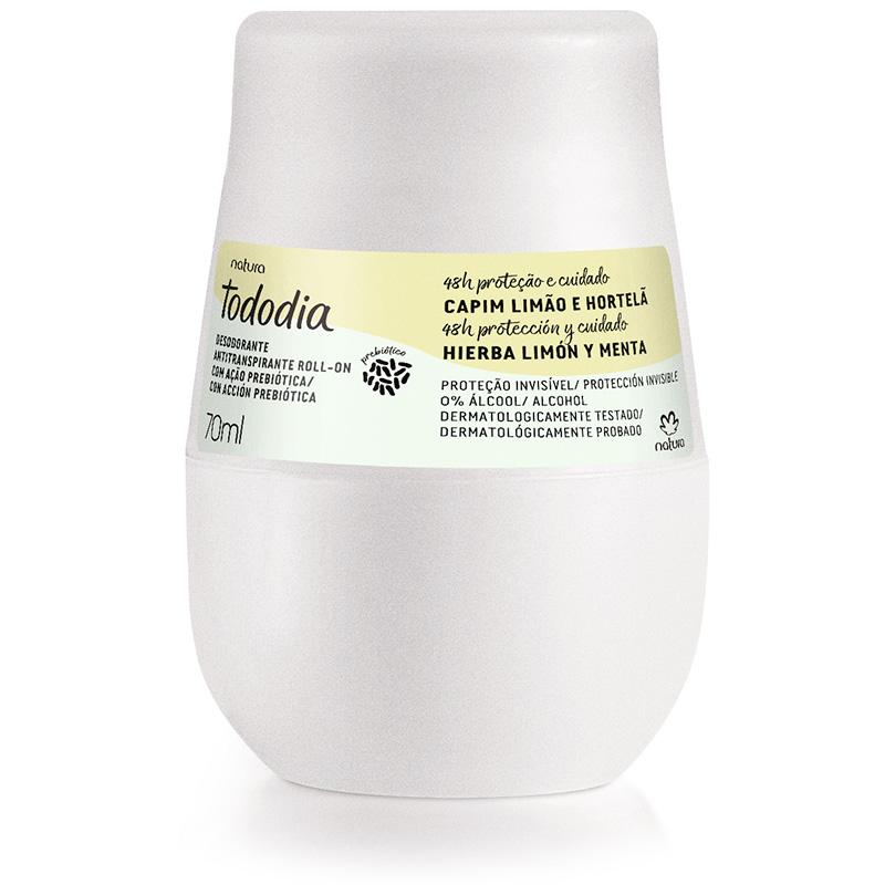 Desodorante antitranspirante roll-on con acción prebiótica Tododia hierba limón y menta  - 70 ml