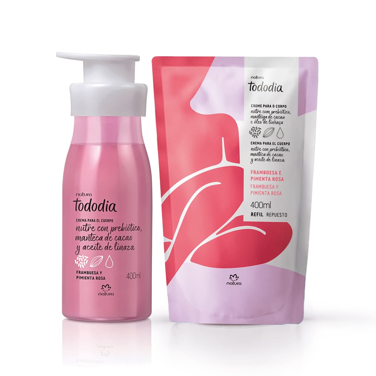 Kit Hidratante Corporal con Repuesto Tododia Frambuesa y Pimienta Rosa