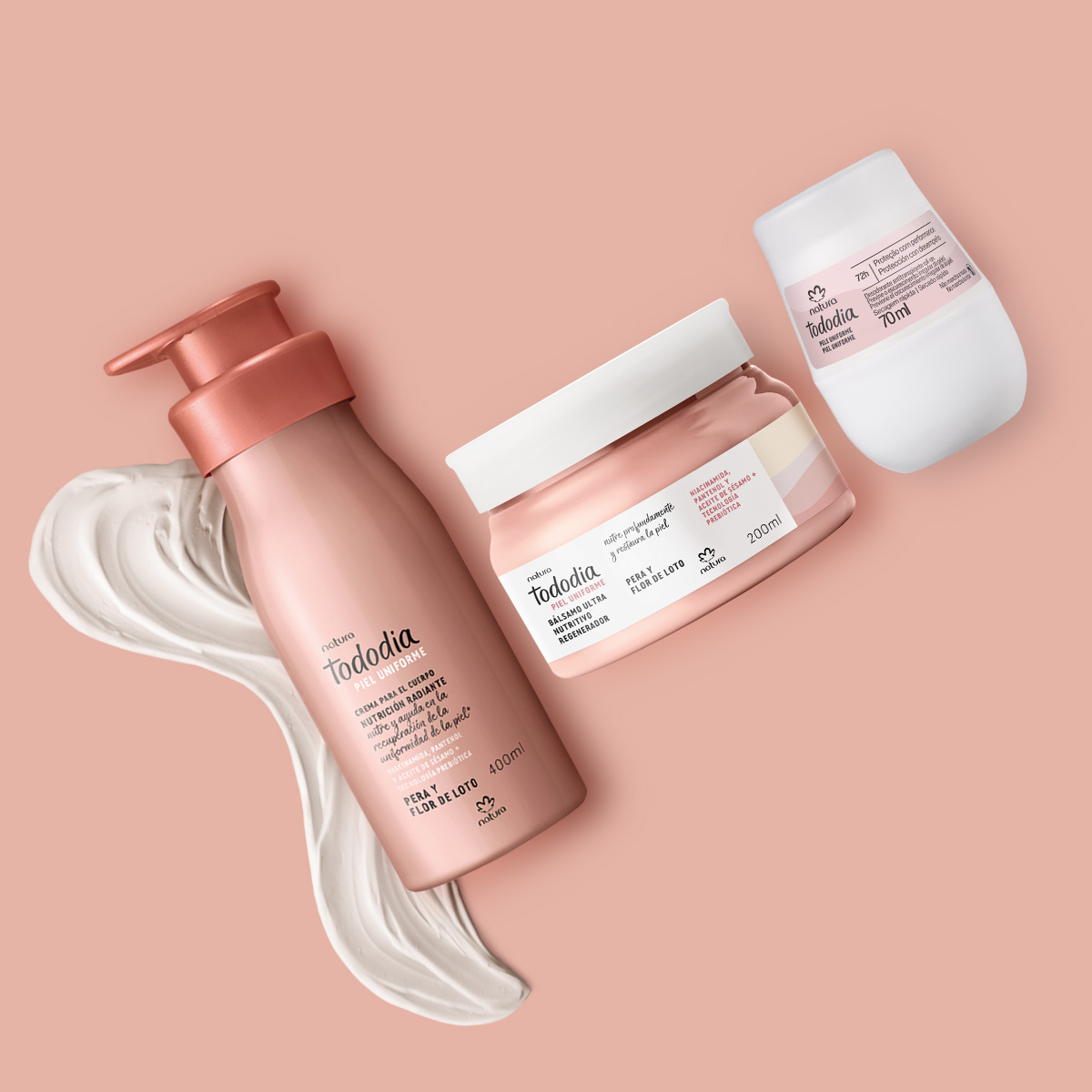 Kit Crema Corporal, Desodorante y Bálsamo Tododia Piel Uniforme Pera y Flor de Loto