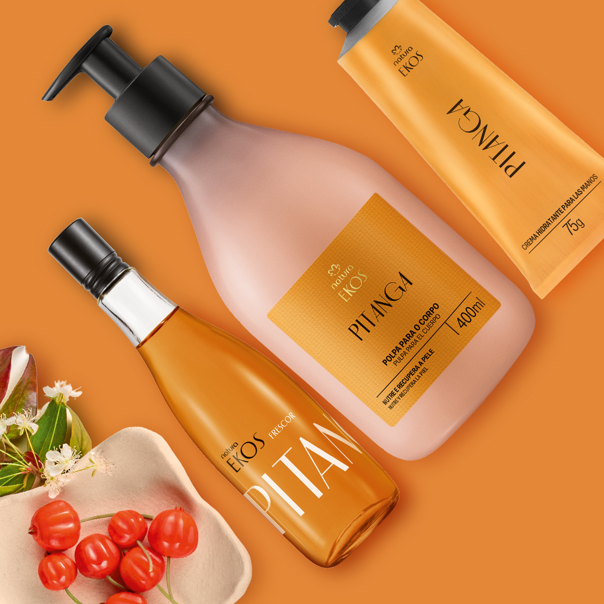 kit frescor y crema para el cuerpo y manos Ekos Pitanga